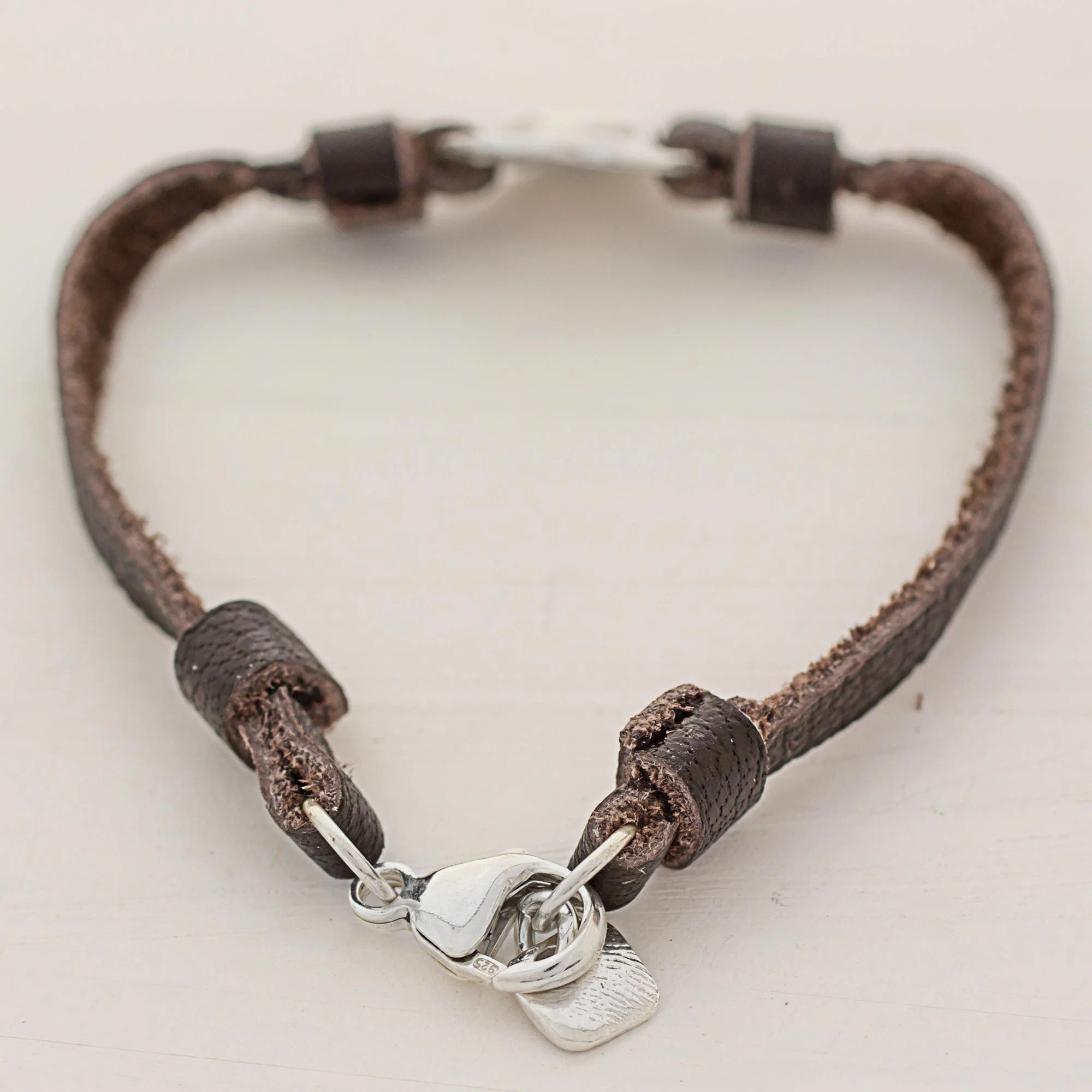Good Luck Bumblebee Silver & Leather Bracelet - Image 3