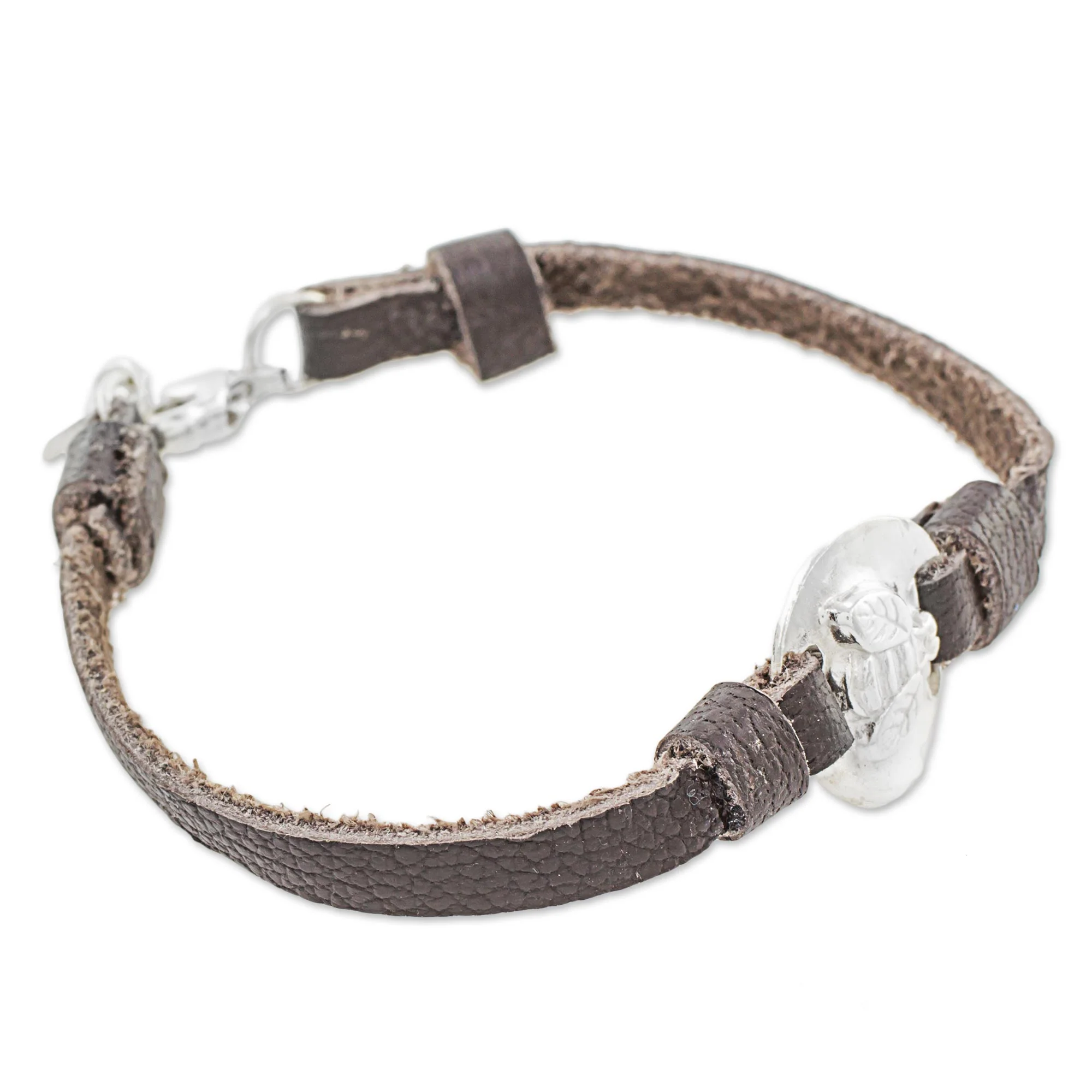 Good Luck Bumblebee Silver & Leather Bracelet - Image 5