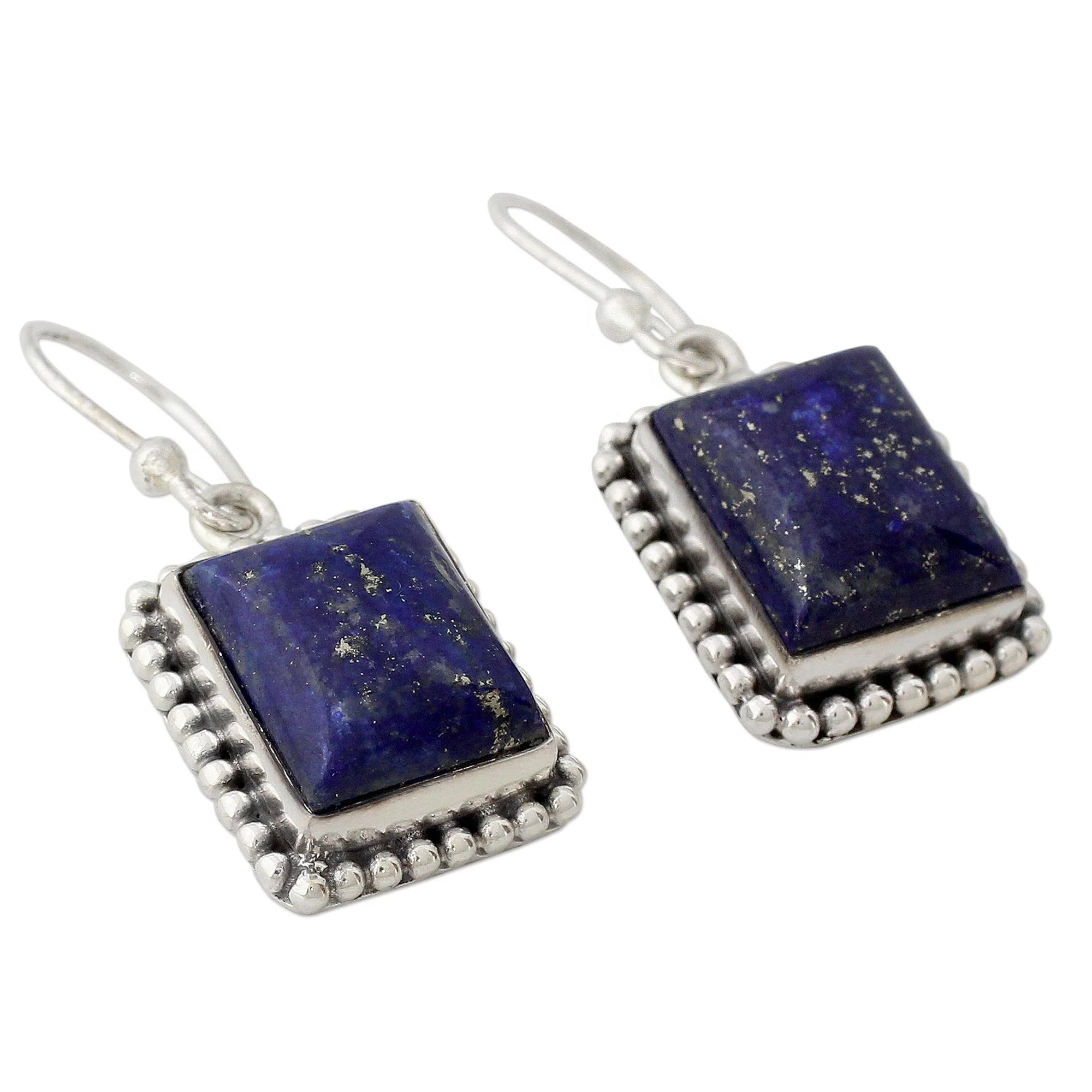 Good Will Spirit Sterling Silver Dangle Earrings from India with Lapis Lazuli - Image 3