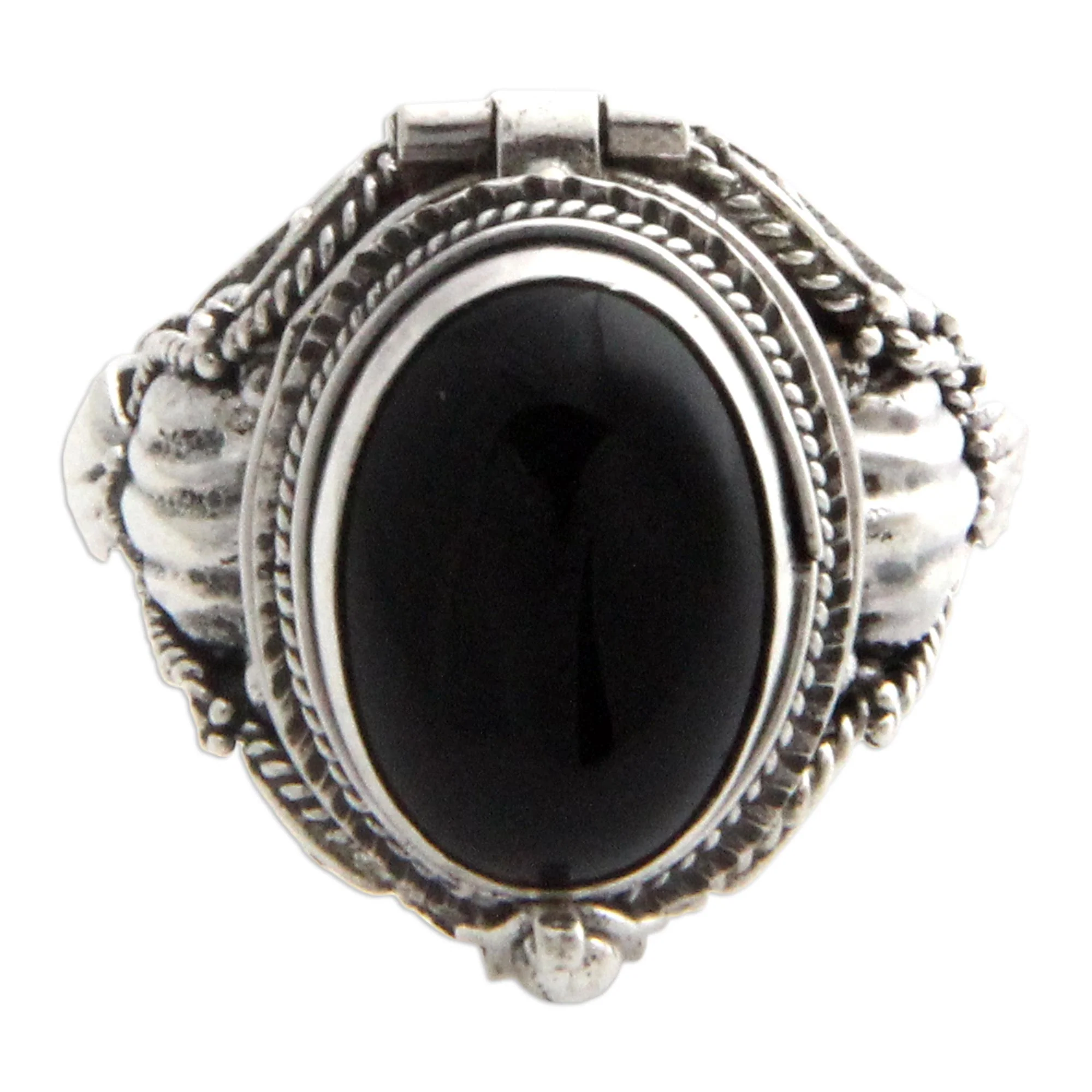 Goth Secrets Sterling Silver Ring with Onyx Top Compartment - Image 4