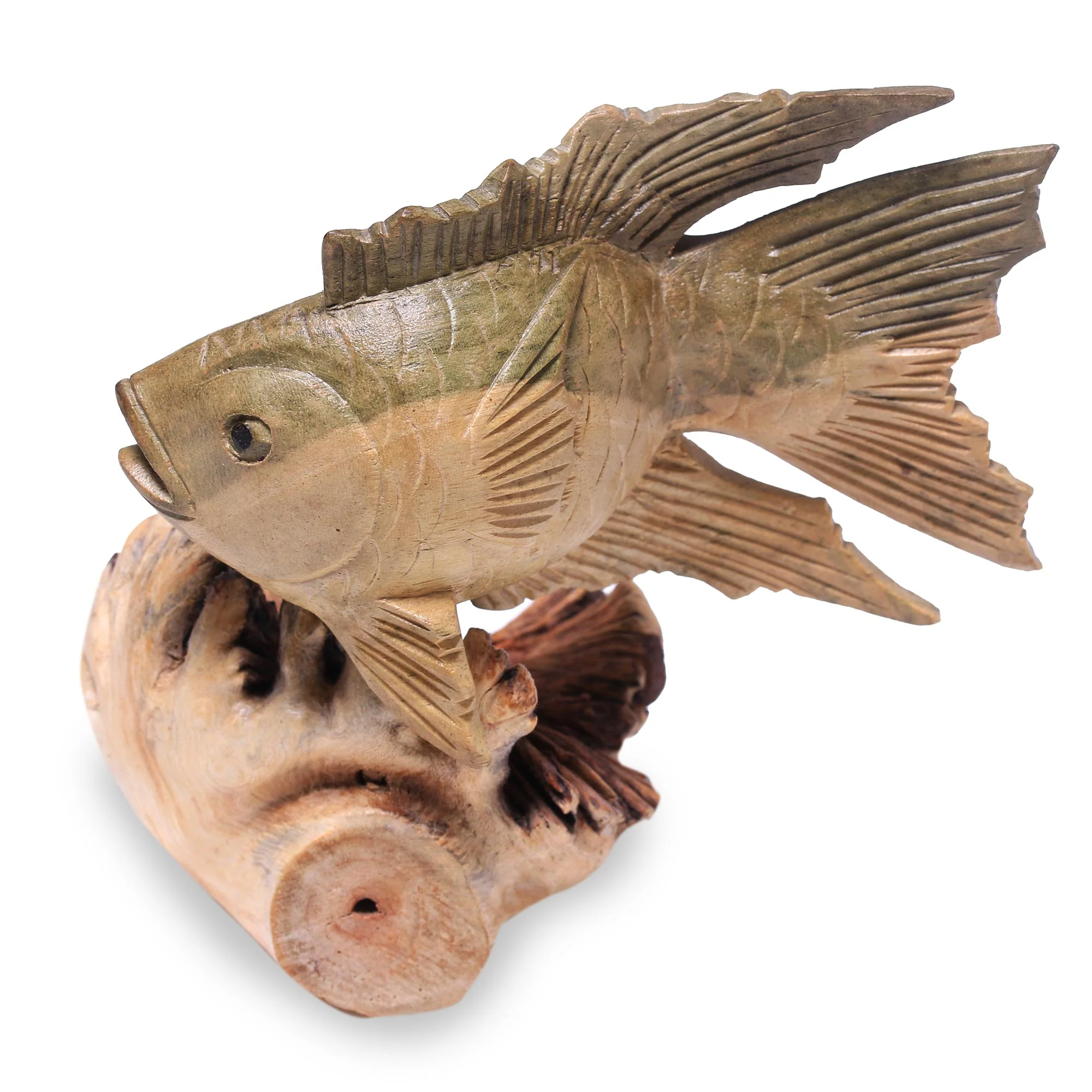 Gourami Fish Hand-Carved Wood Gourami Fish Figurine from Bali - Image 2