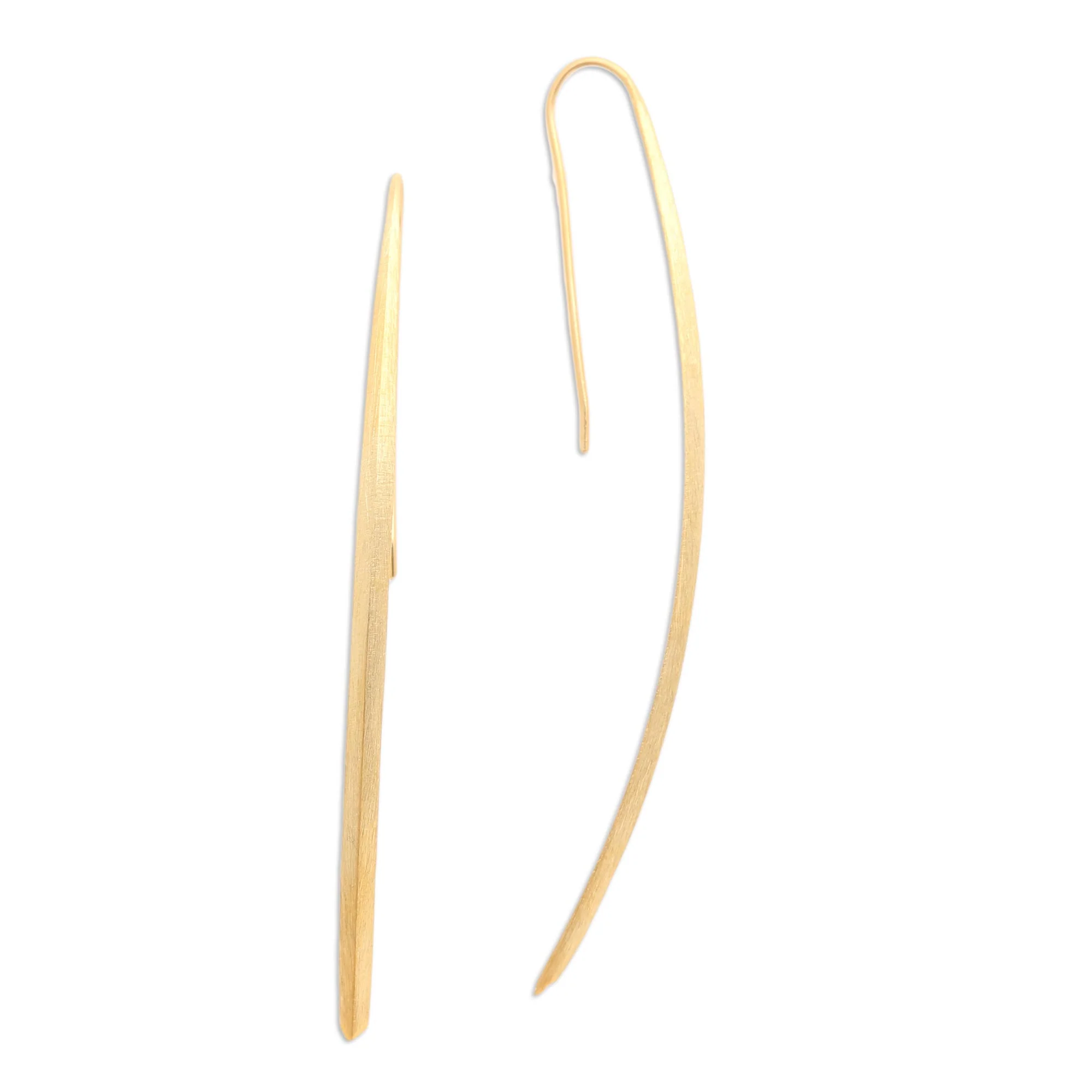 Graceful Arc Handcrafted Gold-Plated Drop Earrings - Image 2