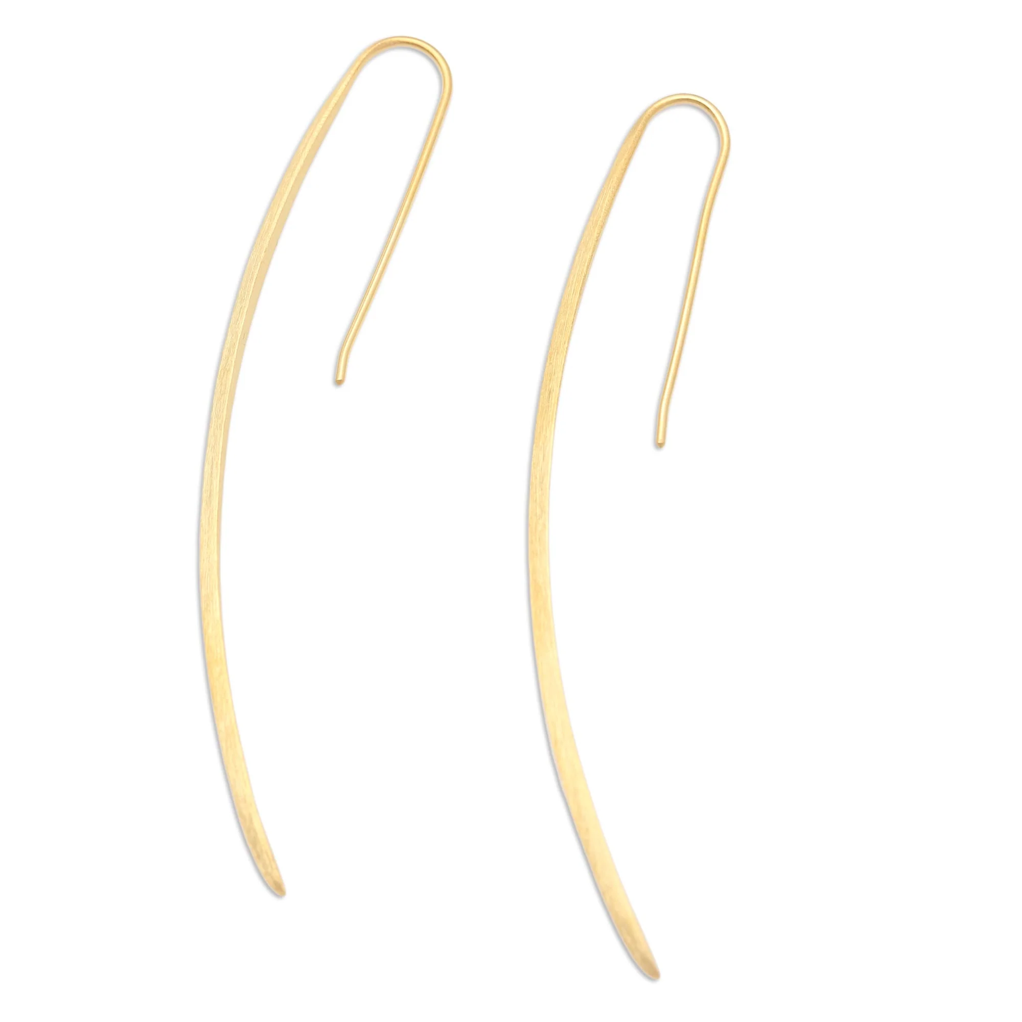 Graceful Arc Handcrafted Gold-Plated Drop Earrings - Image 5