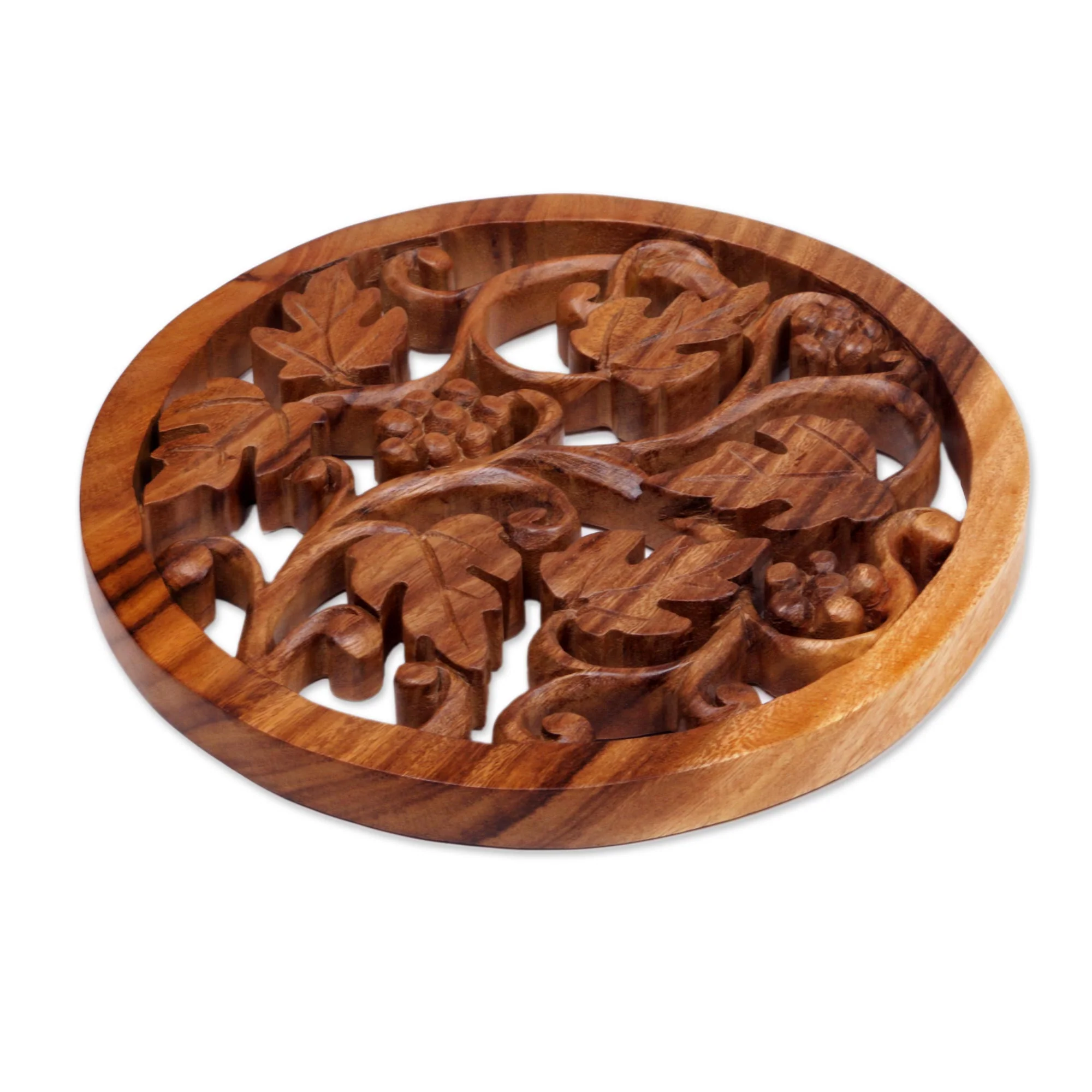 Grapevine Artisan Carved Decorative Wood Relief Panel - Image 5