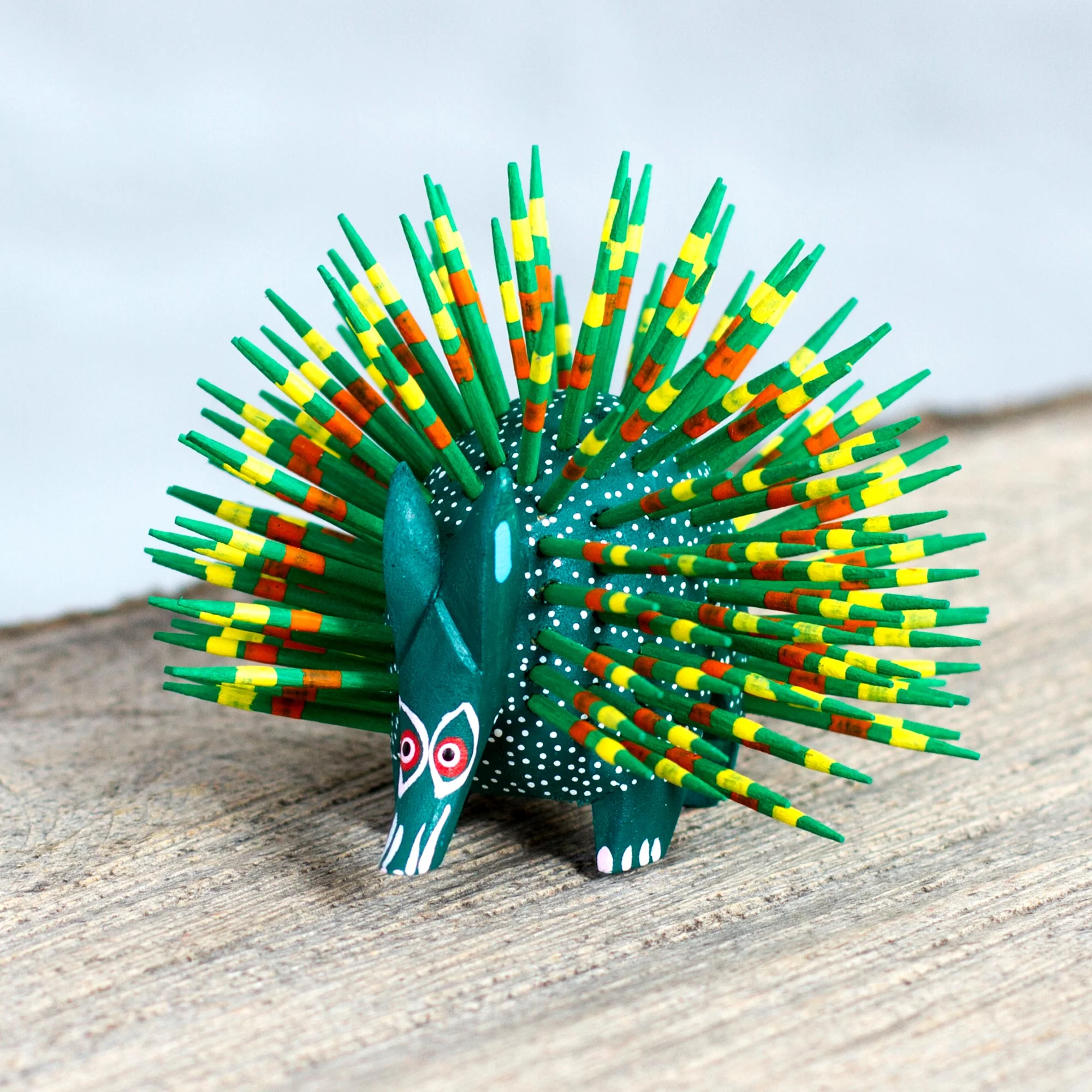 Green Alebrije Porcupine Sculpture - Image 3