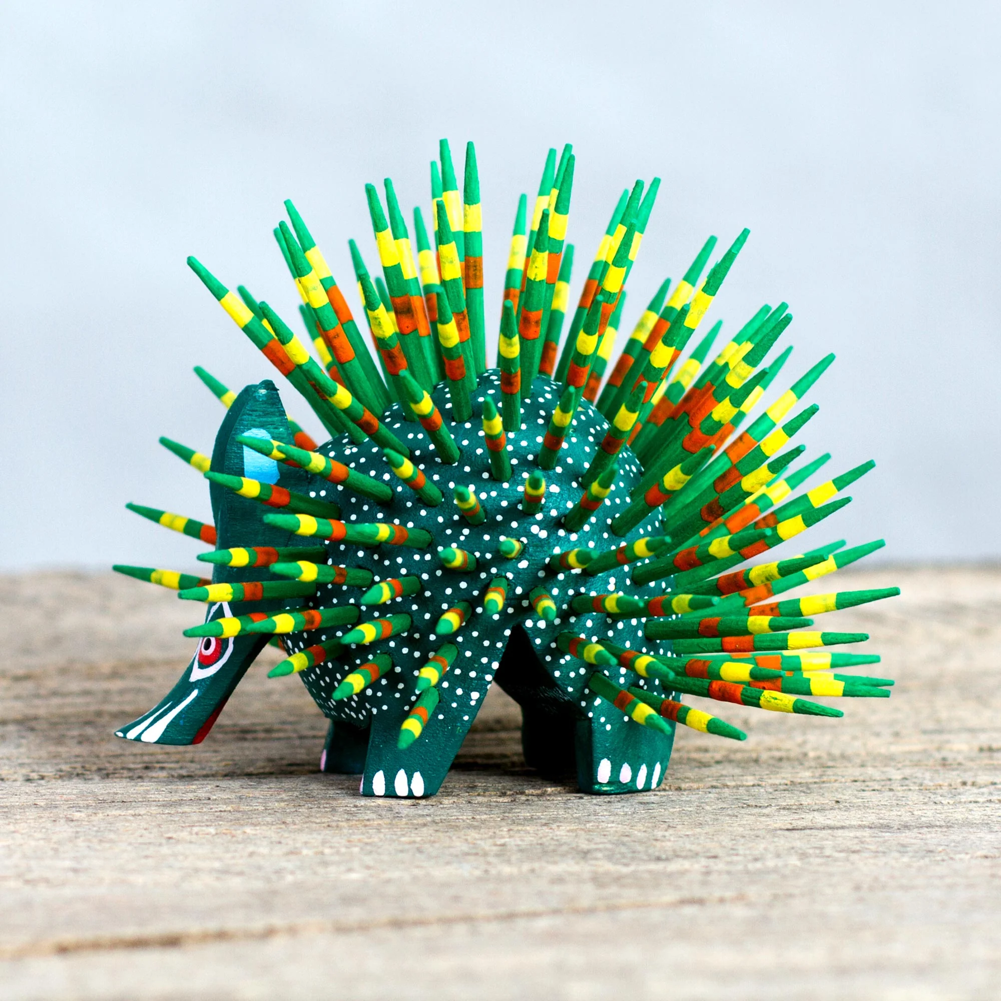Green Alebrije Porcupine Sculpture - Image 4