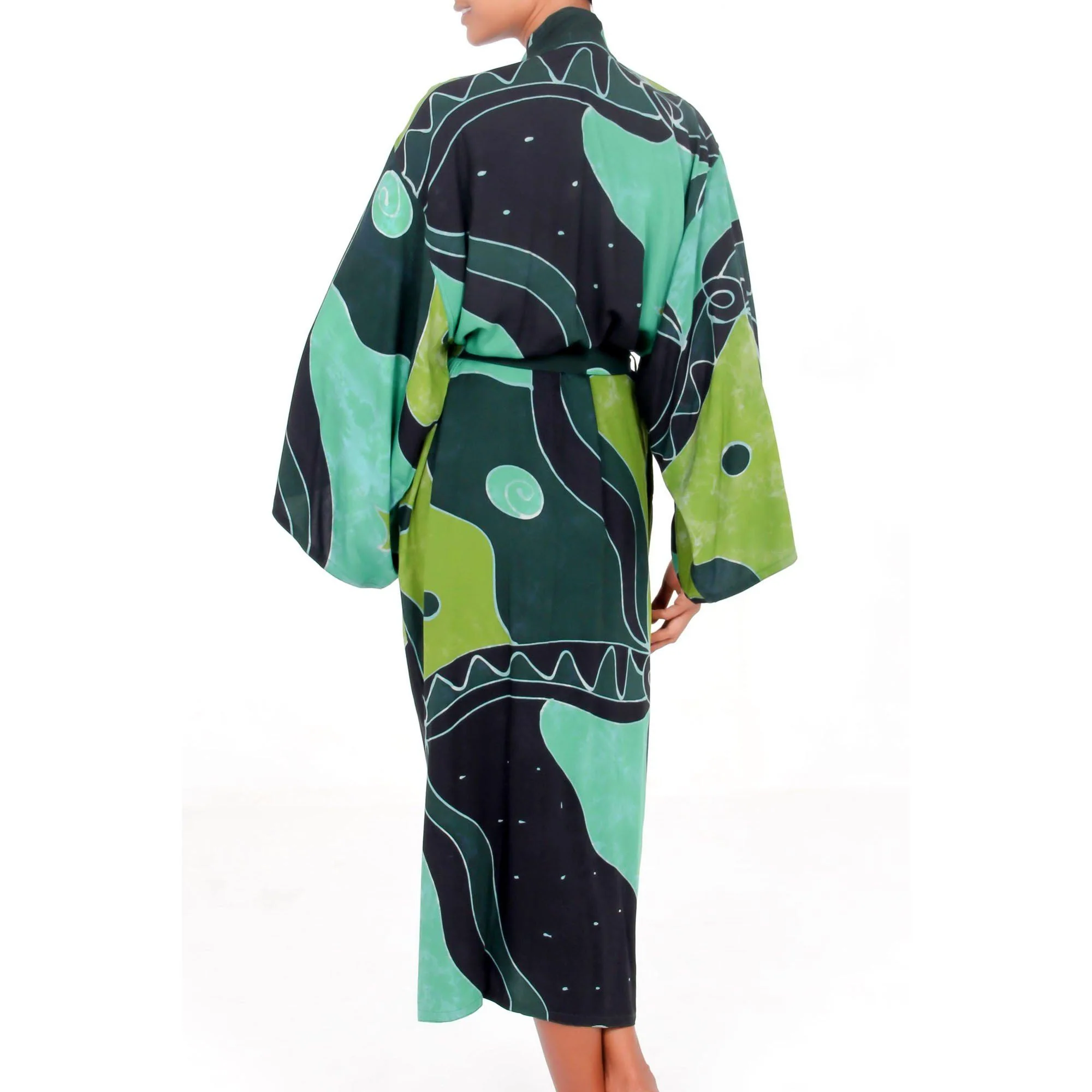 Green & Black Batik Robe - Image 3