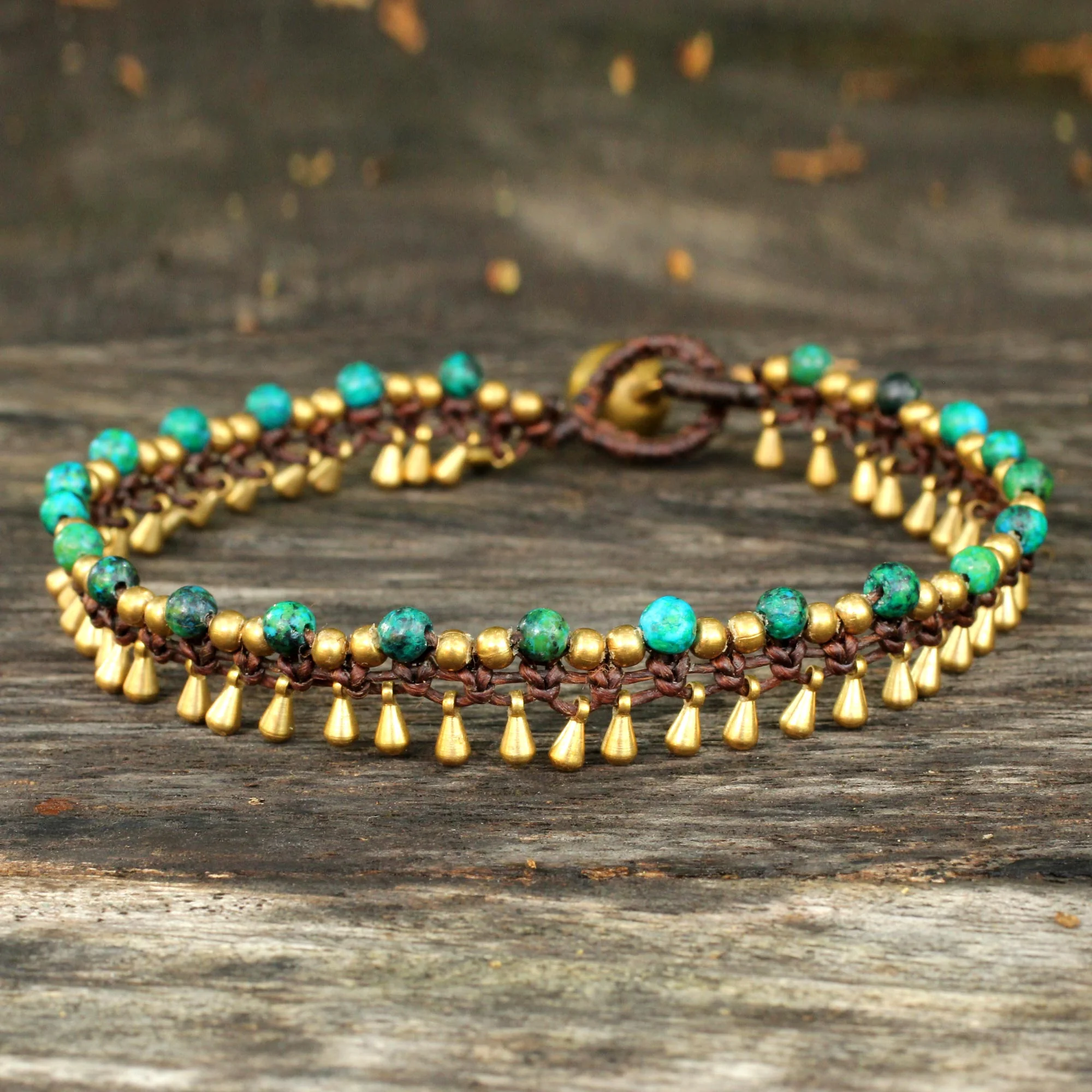 Green Dancer Serpentine Beaded Anklet