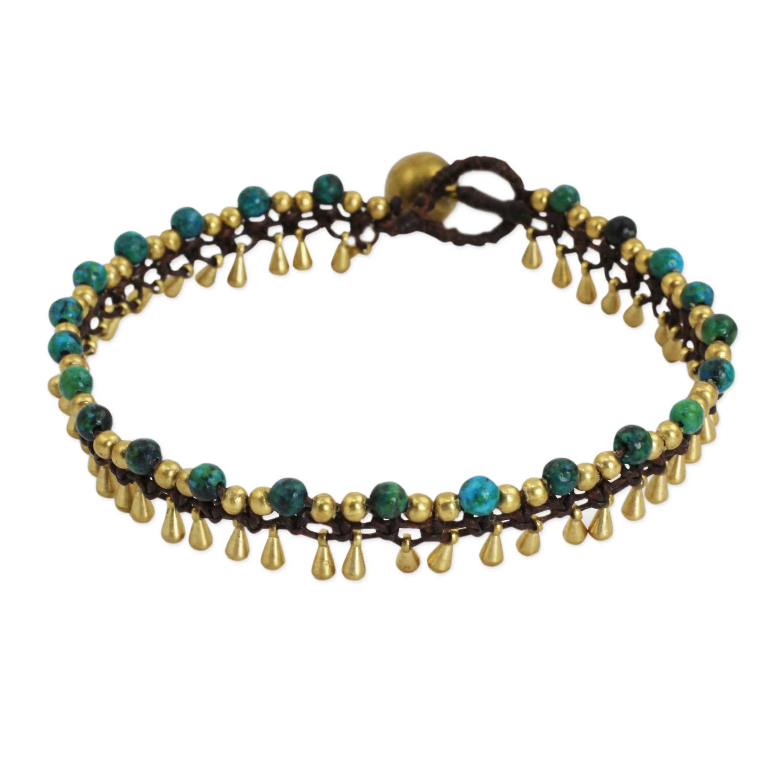 Green Dancer Serpentine Beaded Anklet - Image 2