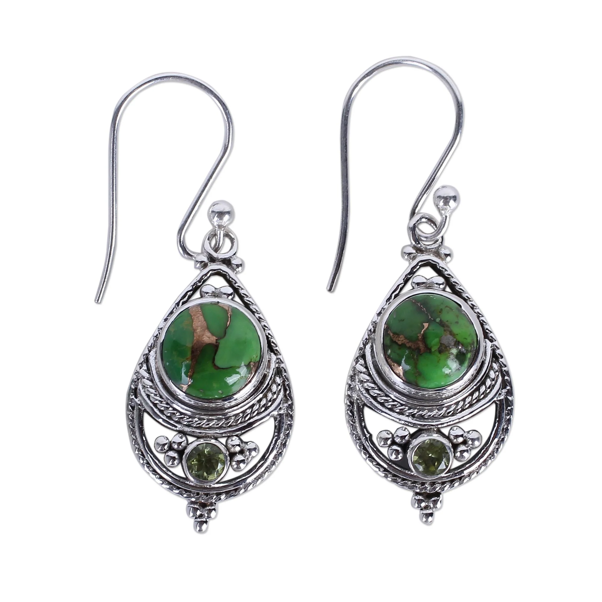 Green Elegance Dangle Earrings - Image 2