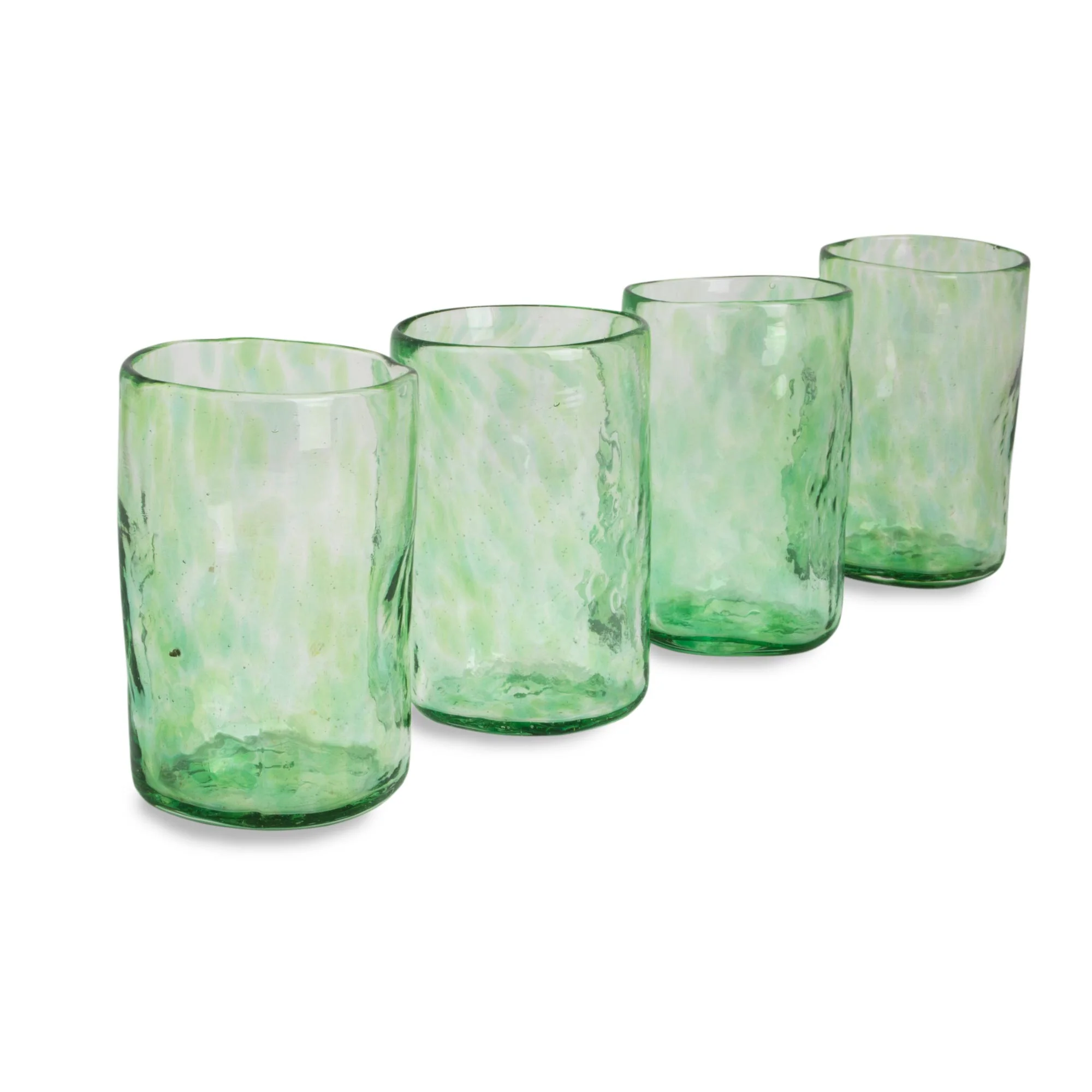 Green Mist Set of 4 Artisan Crafted Blown Glass Green Tumblers - Image 4