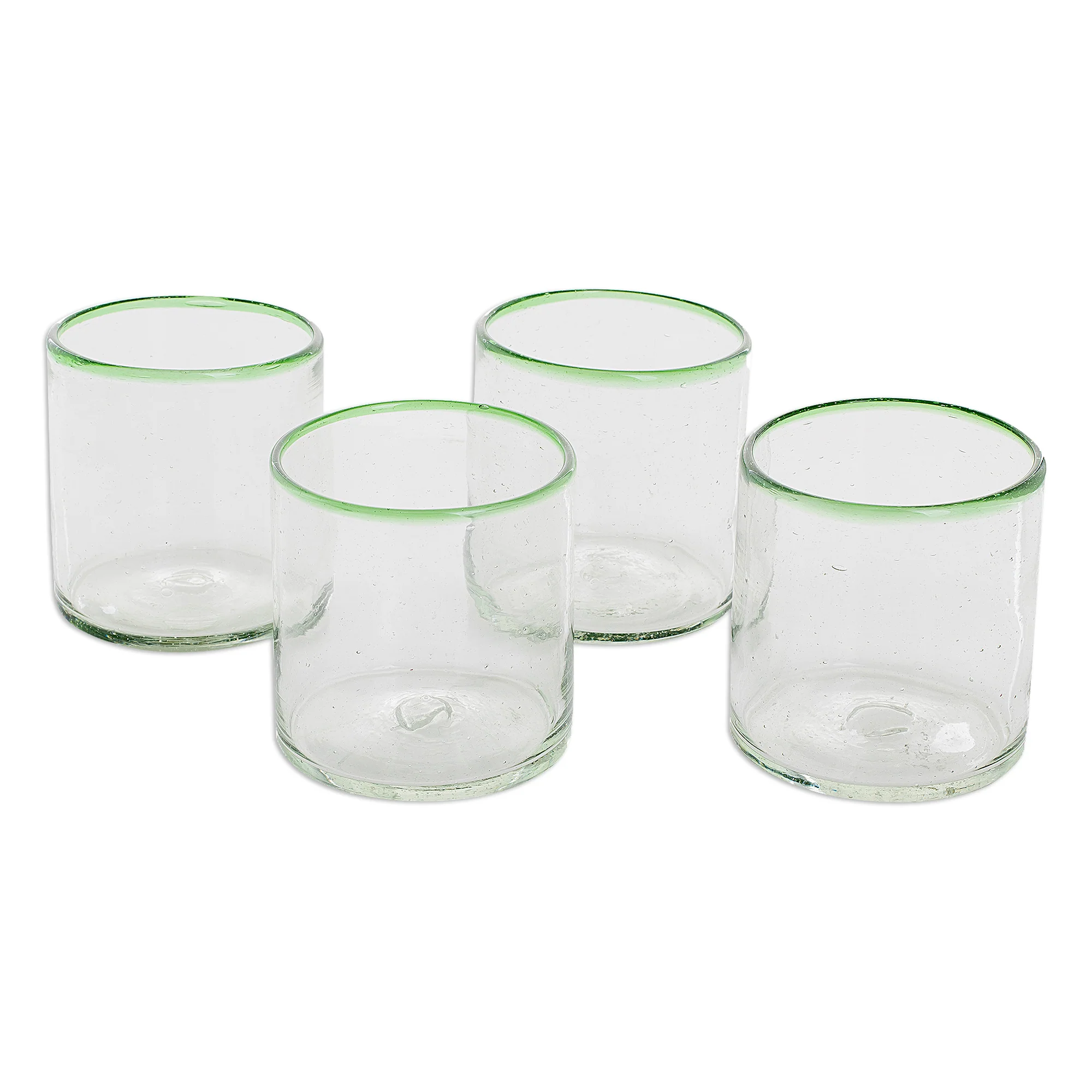 Green Mountain Green-Rimmed Recycled Glass Juice Glasses (Set of 4) - Image 2
