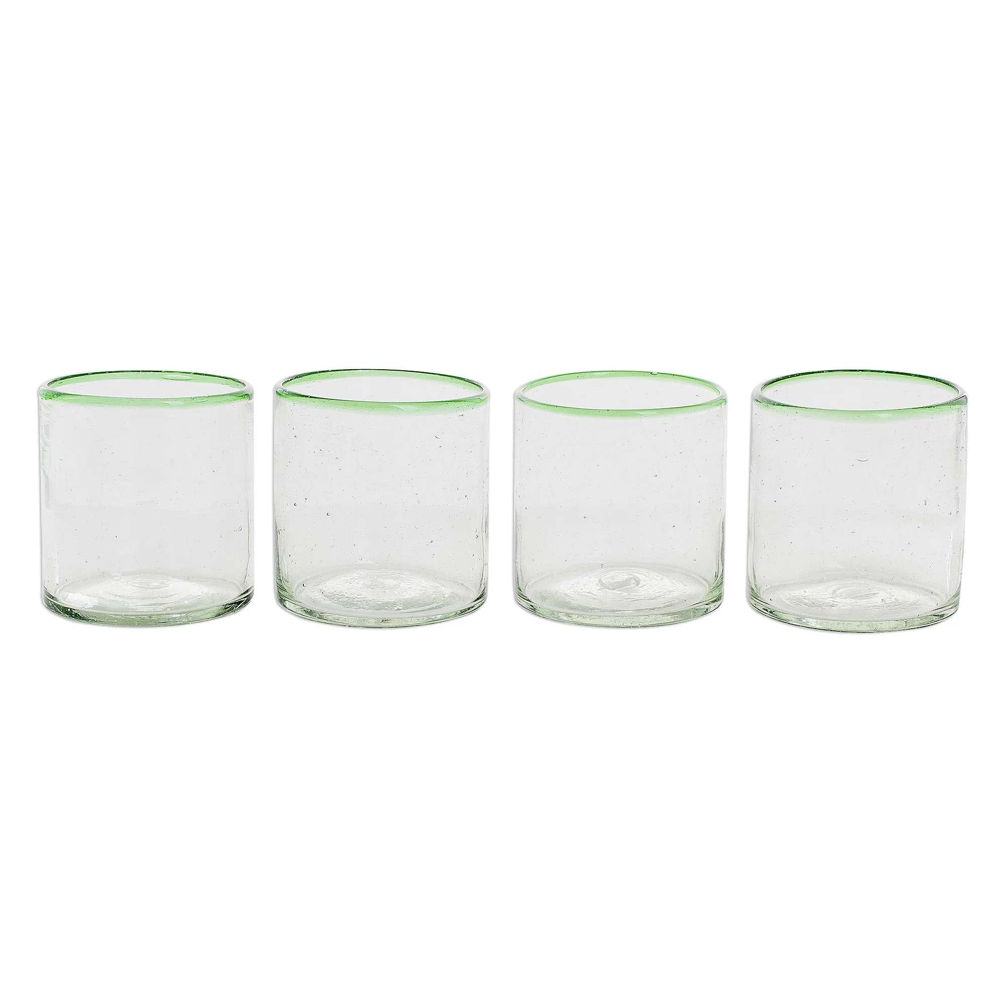 Green Mountain Green-Rimmed Recycled Glass Juice Glasses (Set of 4) - Image 3