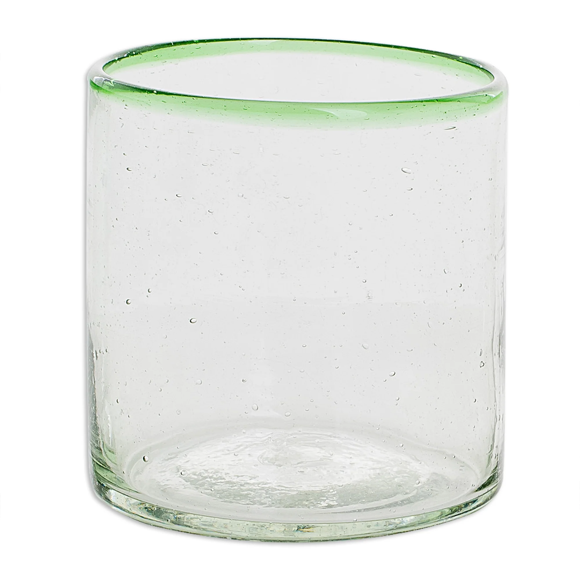 Green Mountain Green-Rimmed Recycled Glass Juice Glasses (Set of 4) - Image 4