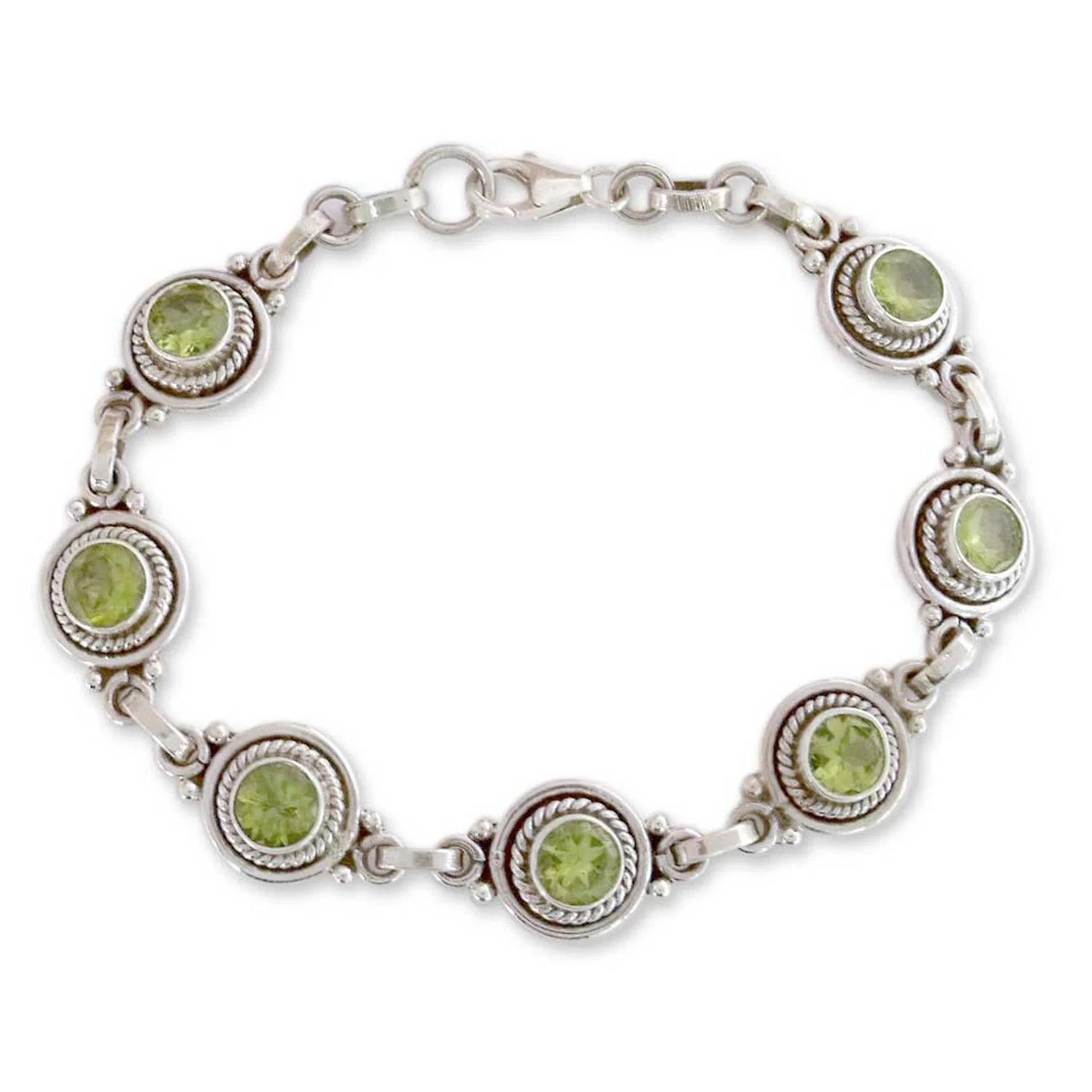 Green Mystique Peridot Silver Link Bracelet - Image 2