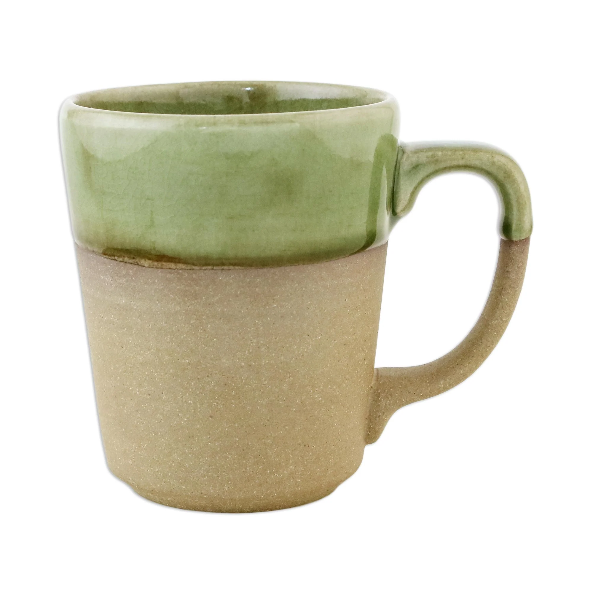 Green Patina Handcrafted Brown and Green Two-Tone Ceramic Mug - Image 2