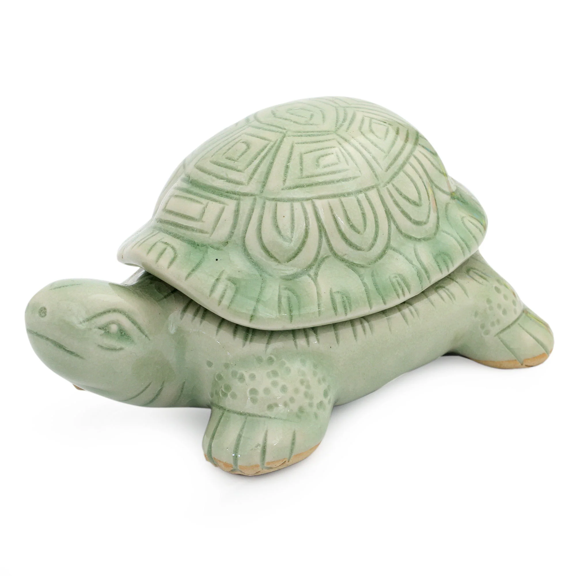 Green Thai Turtle Handcrafted Green Thai Celadon Ceramic Turtle Box - Image 2
