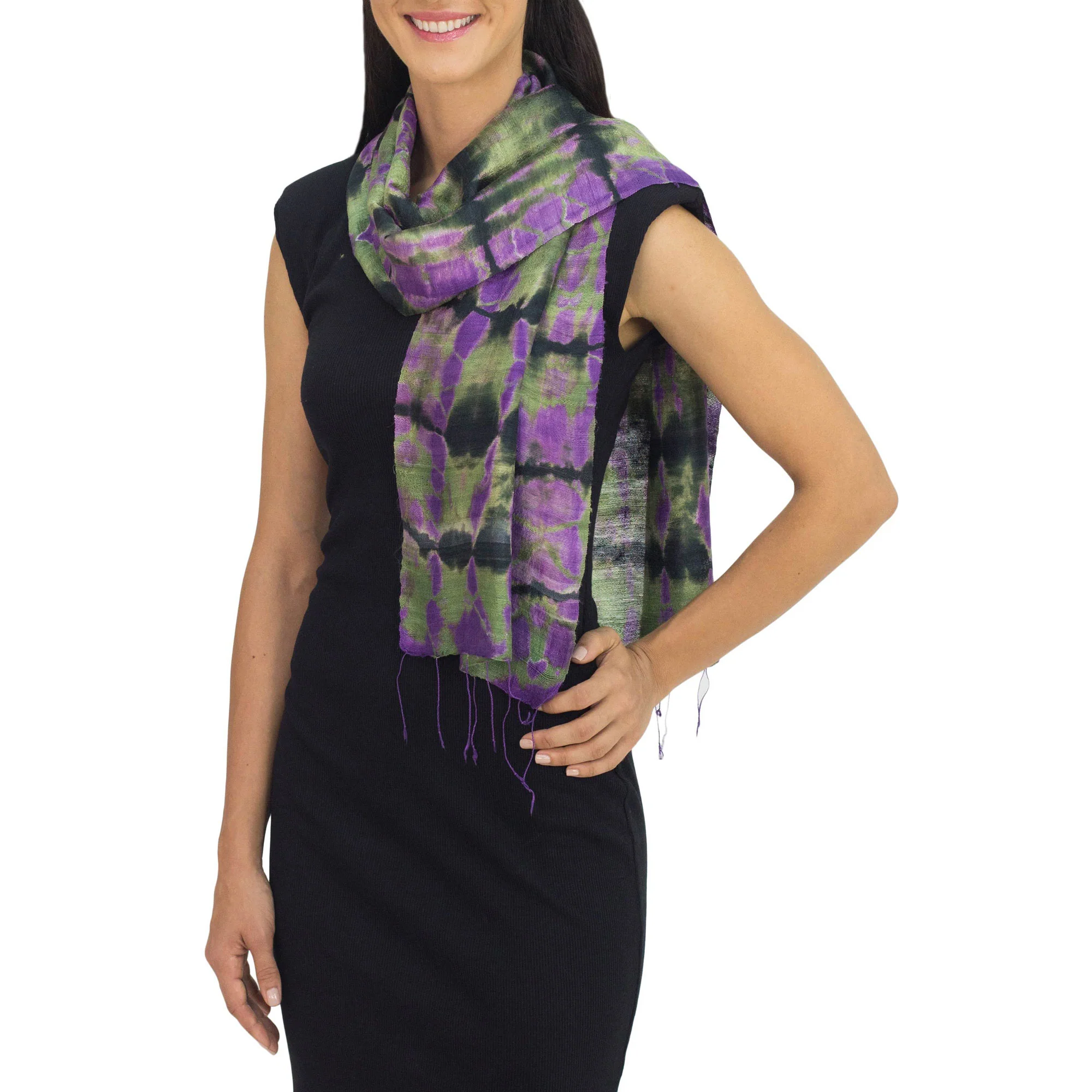 Green Wilderness Multicolor Silk Scarf - Image 3