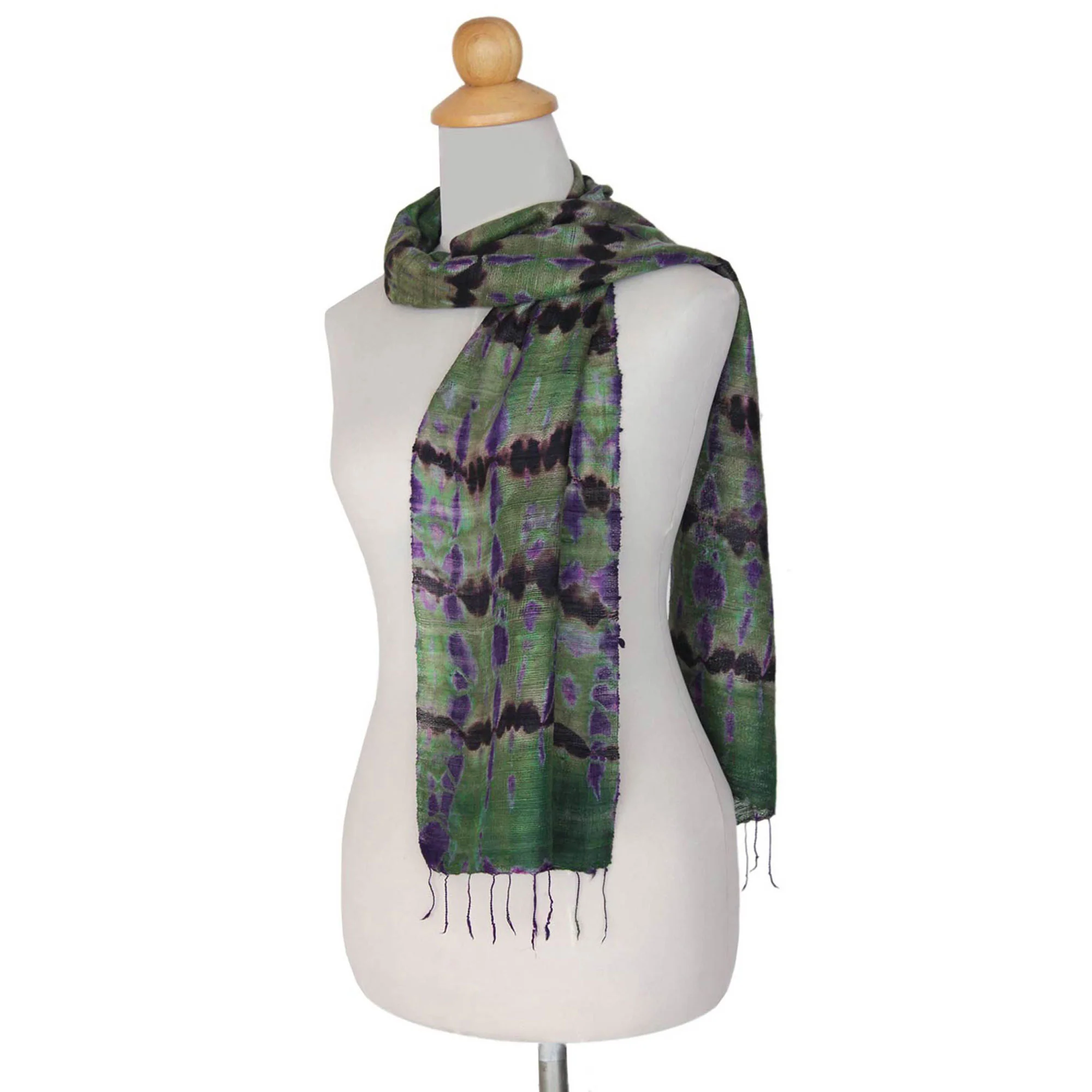 Green Wilderness Multicolor Silk Scarf - Image 4