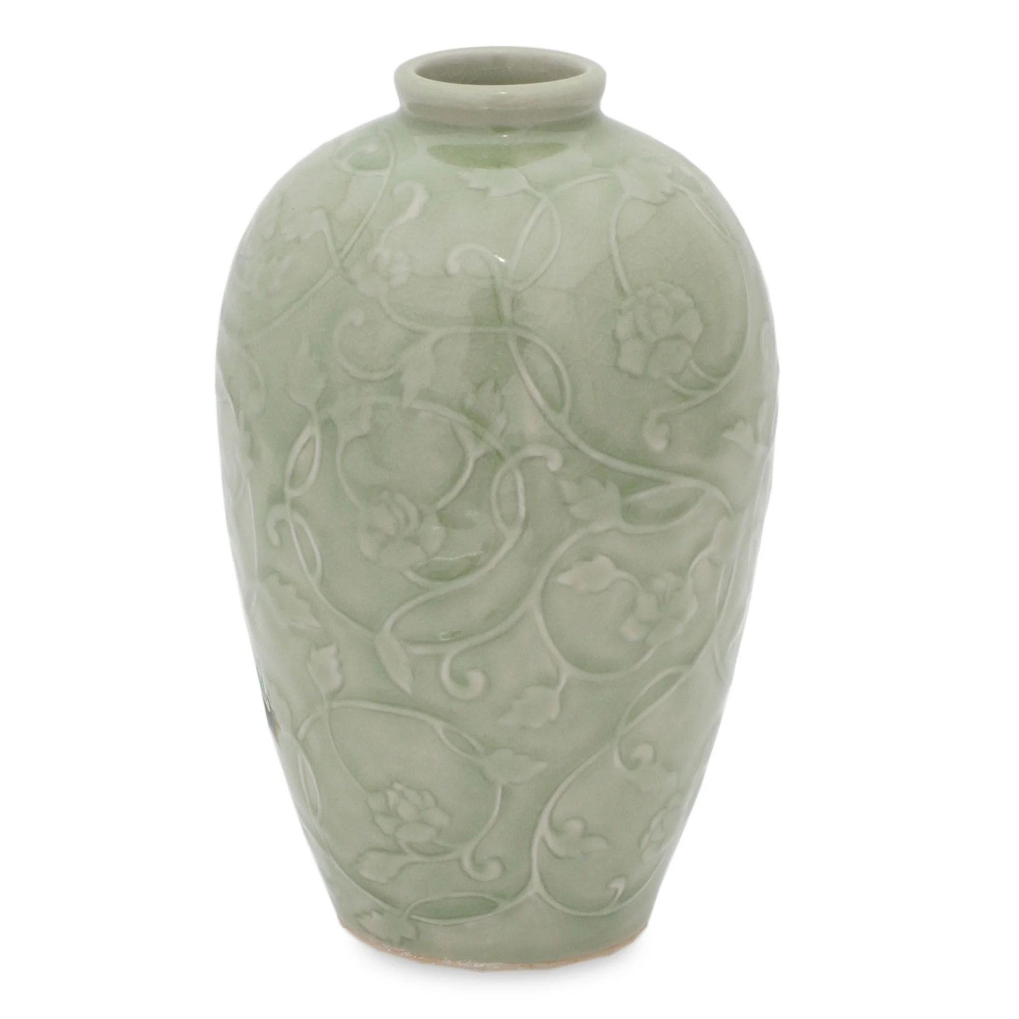 Green Wildflower Ceramic Decorative Vase - Image 2