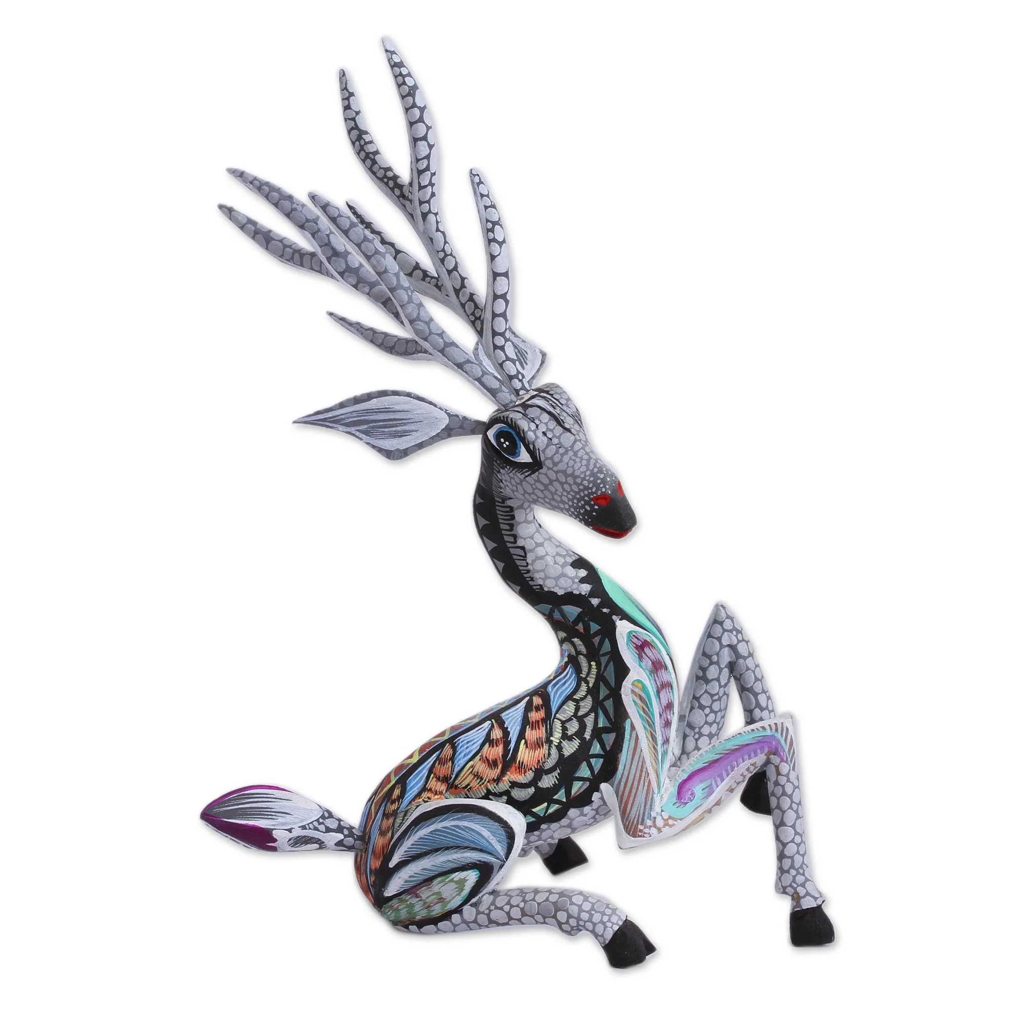 Grey Deer Handcrafted Alebrije Deer Sculpture in Grey from Mexico - Image 2