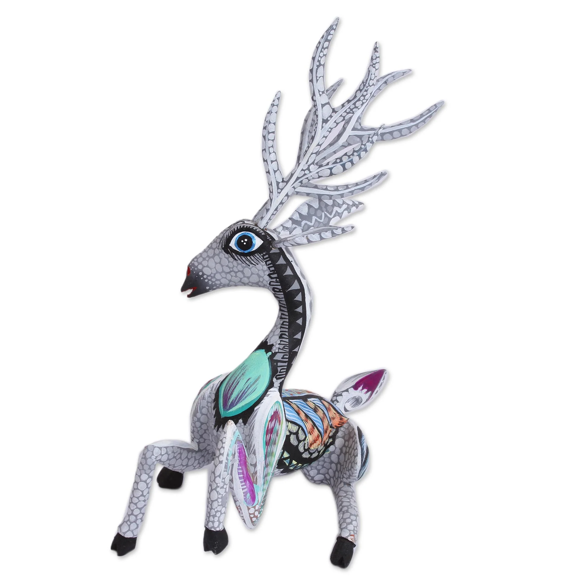 Grey Deer Handcrafted Alebrije Deer Sculpture in Grey from Mexico - Image 4