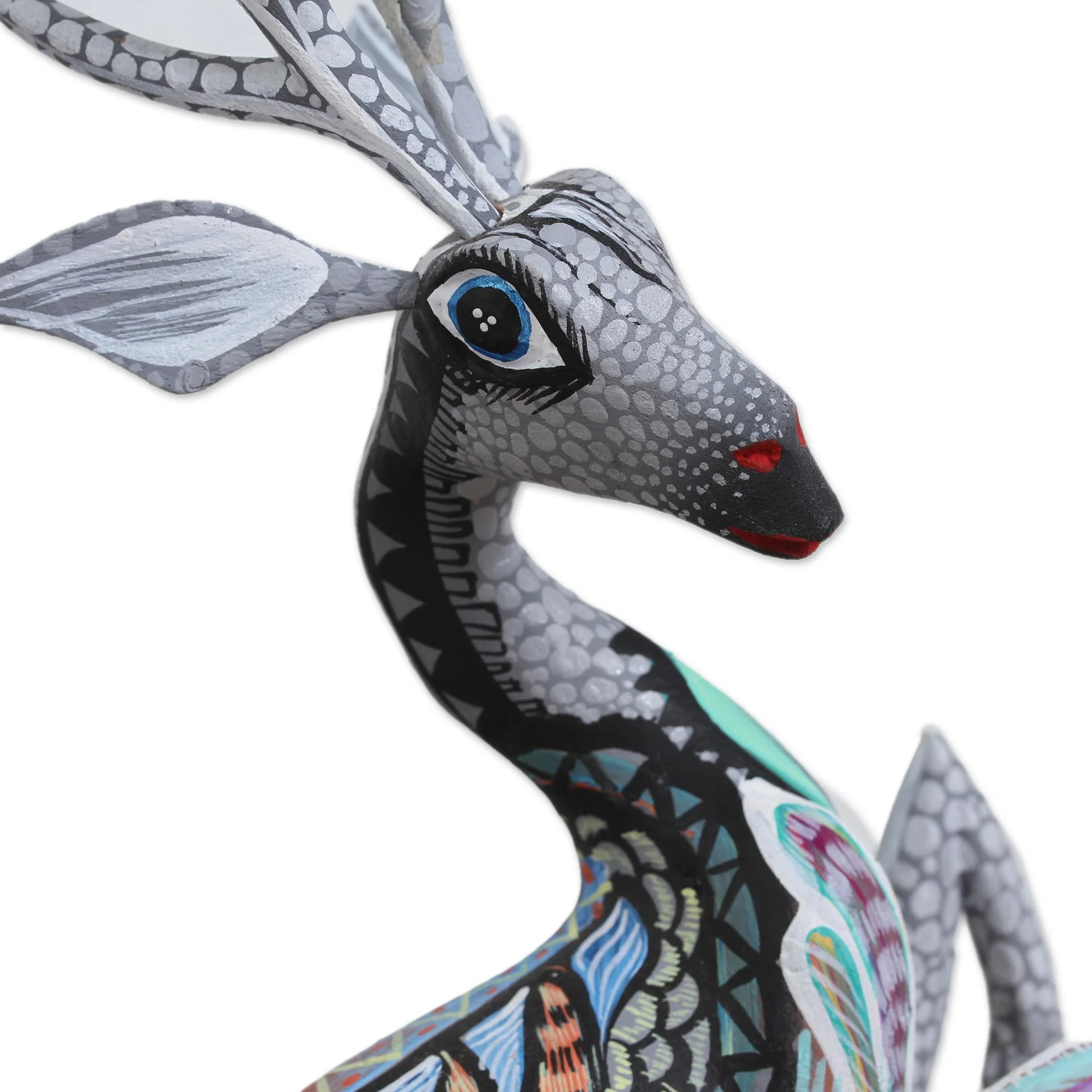 Grey Deer Handcrafted Alebrije Deer Sculpture in Grey from Mexico - Image 5
