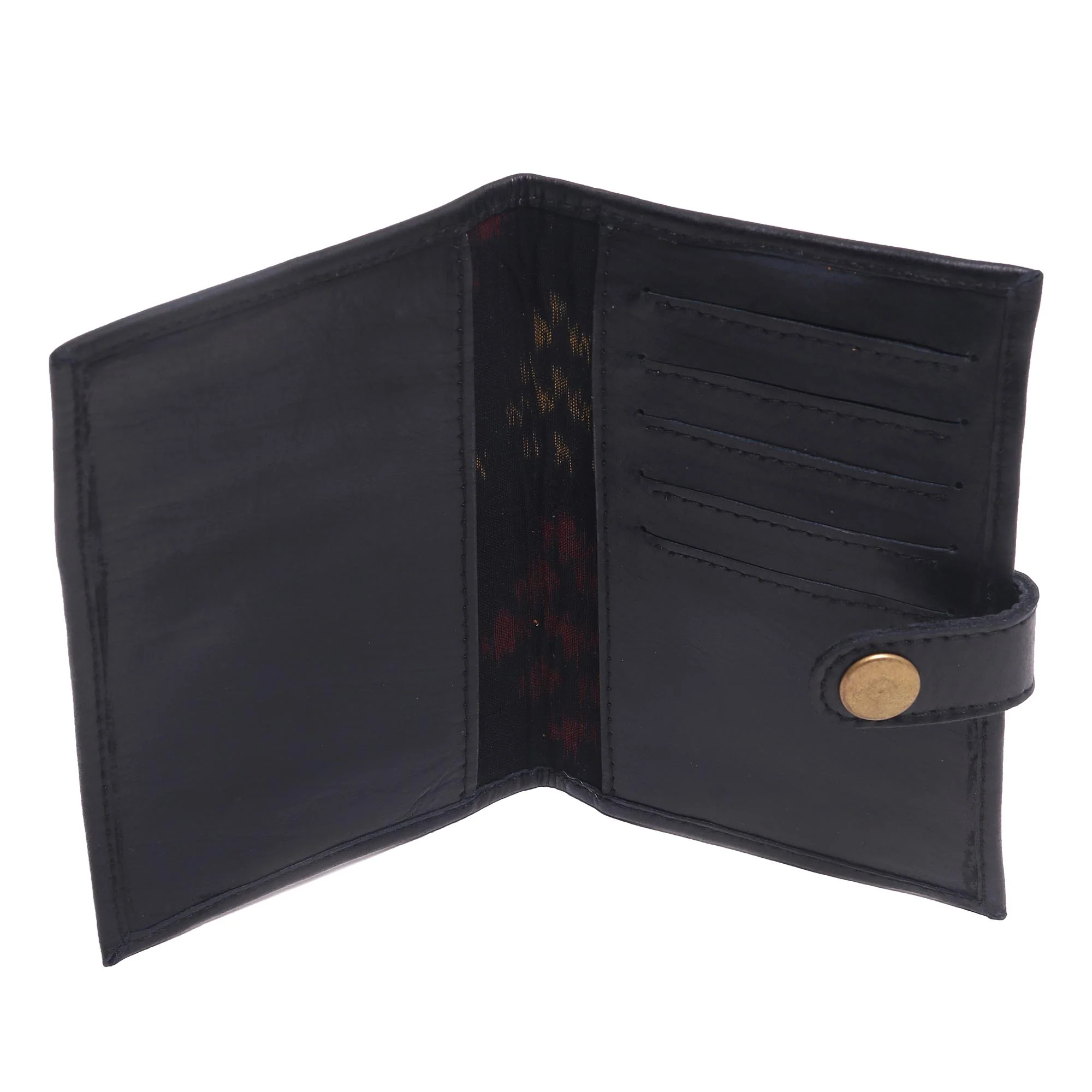 Gringsing Getaway in Black Fair Trade Handcrafted Black Leather Passport Holder - Image 4