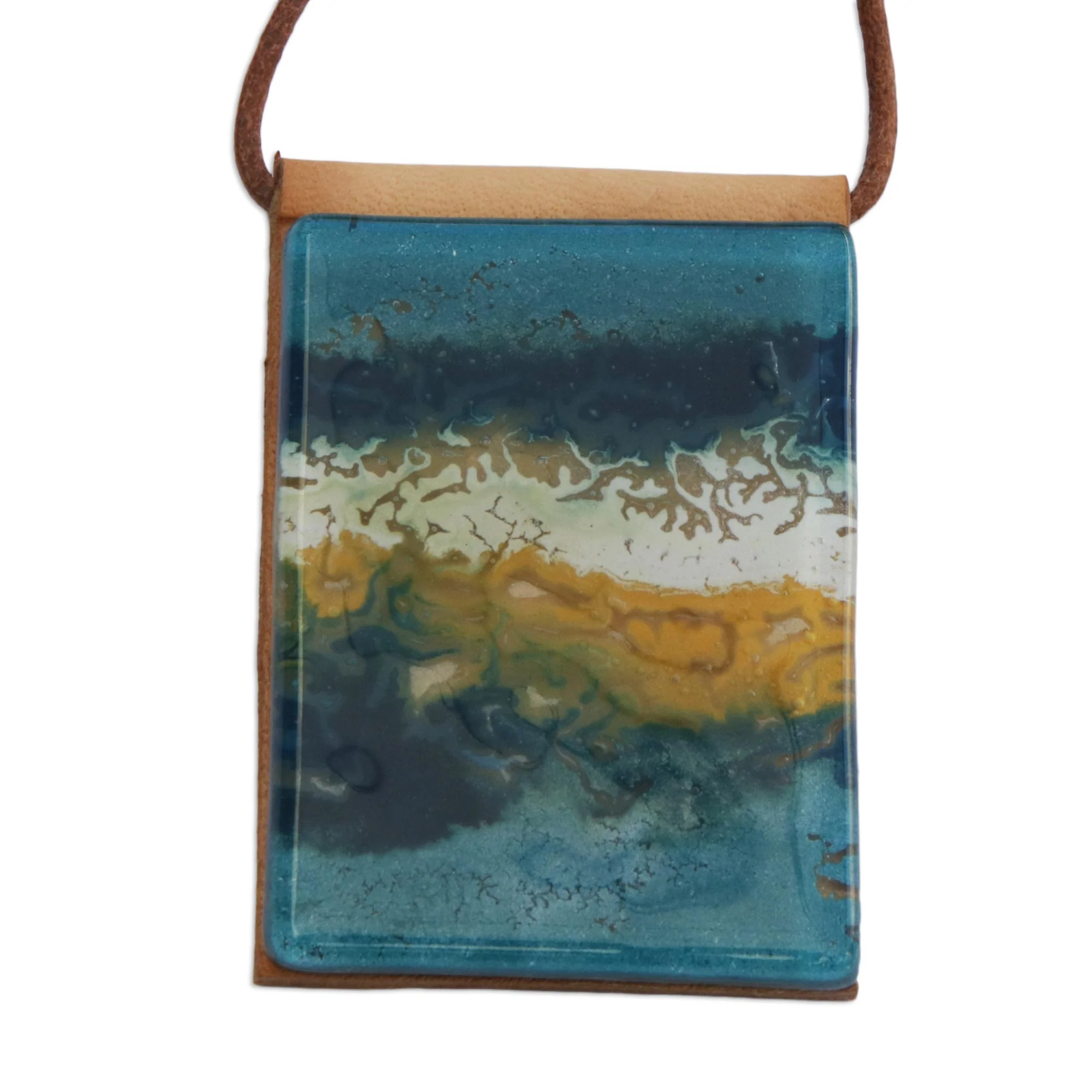 Guanabara Bay Handcrafted Glass Pendant Necklace in Blue from Brazil - Image 5