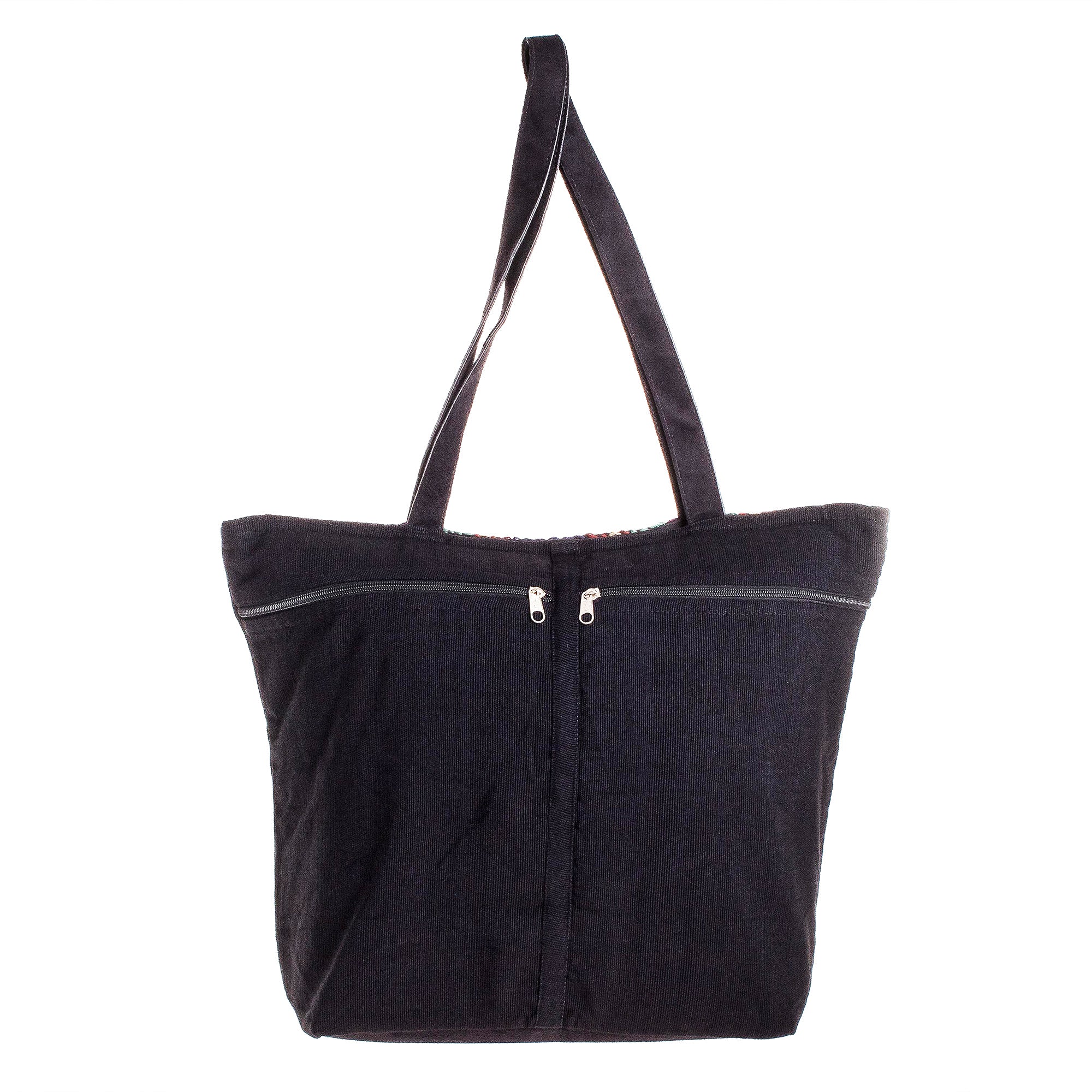 Guatemalan Peaks Handwoven Multicolor & Black Cotton Shoulder Bag Tote - Image 4