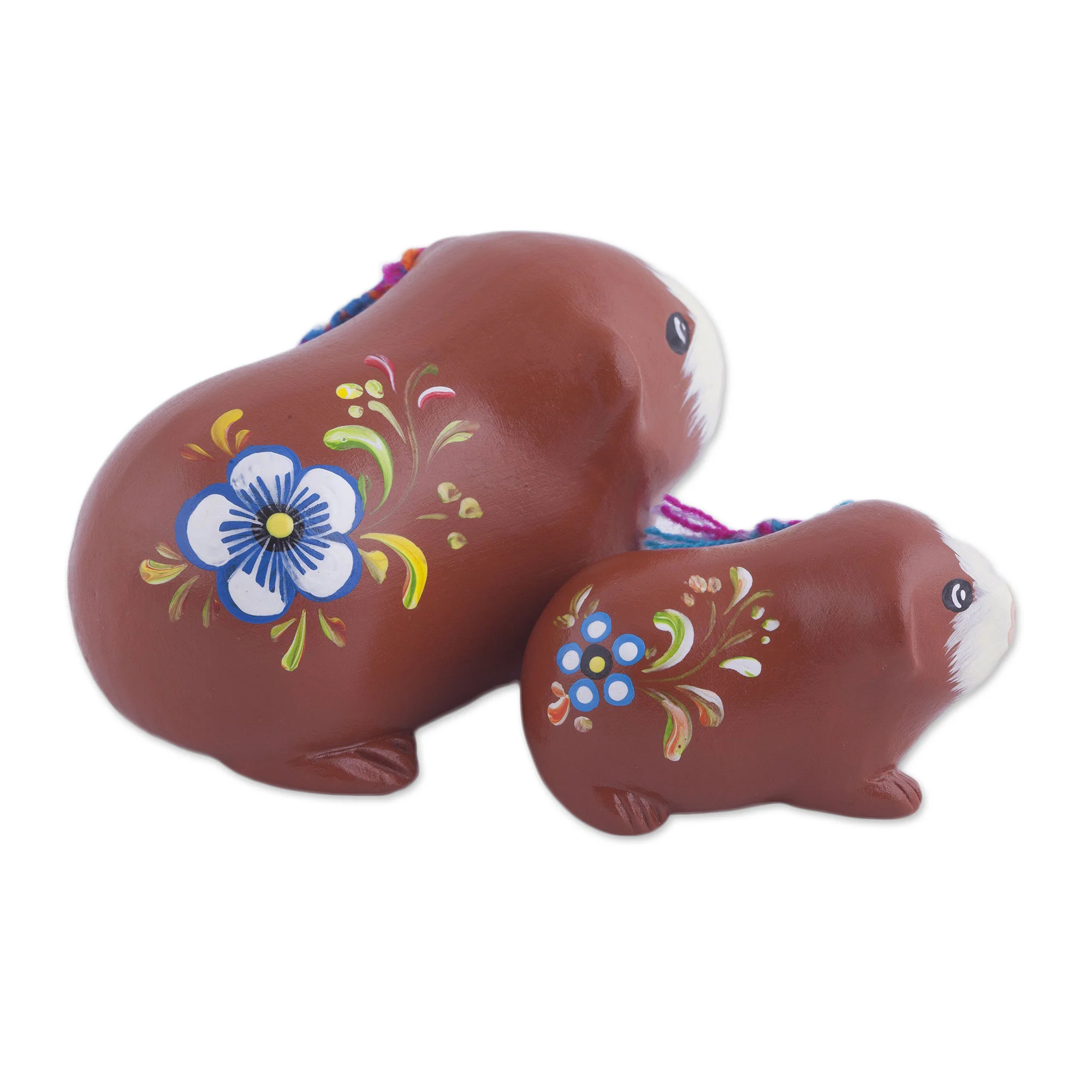 Guinea Pig Family in Spice Two Ceramic Guinea Pig Figurines in Spice from Peru - Image 5