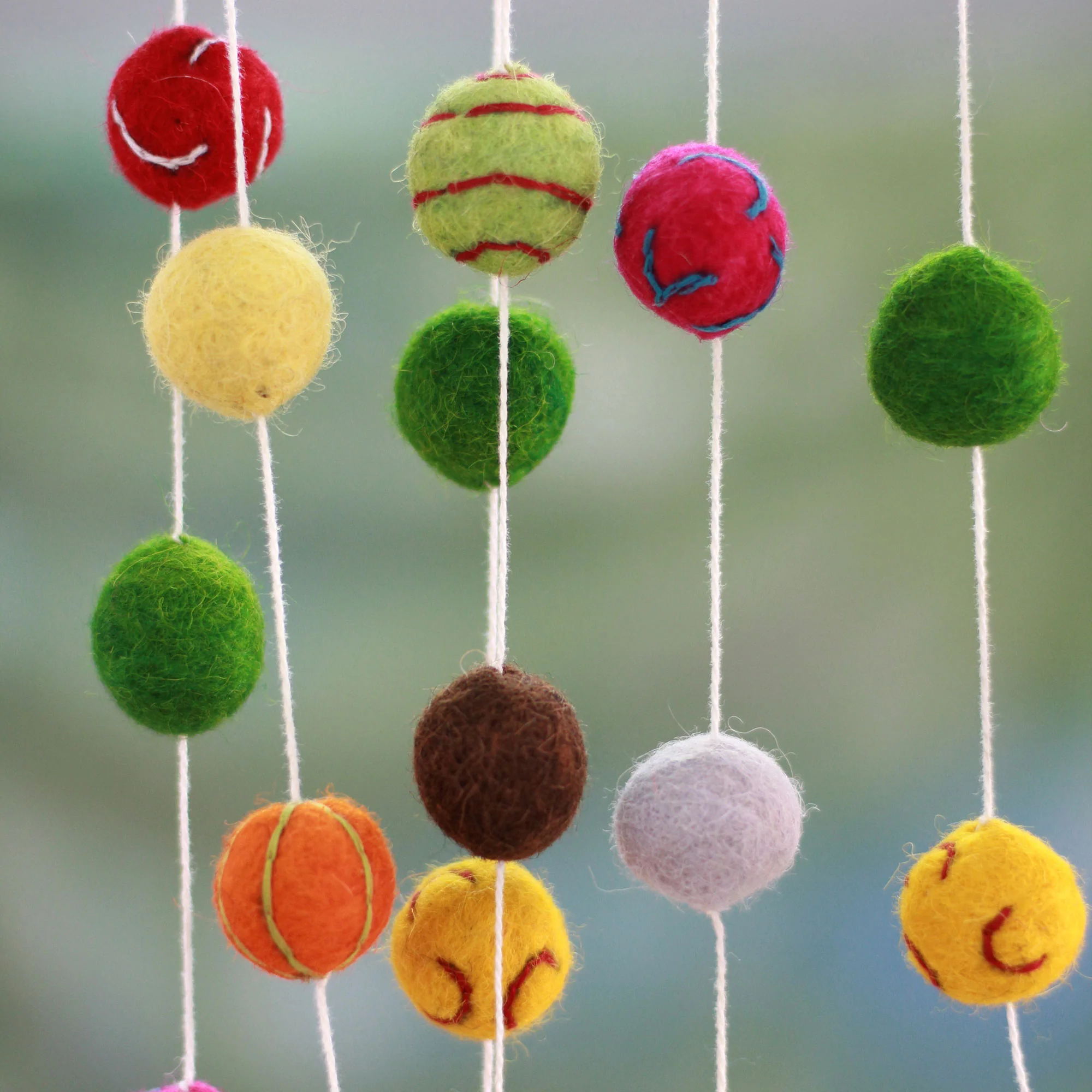 Gumdrop Rainbow Pompons Christmas Tree Garland - Image 3