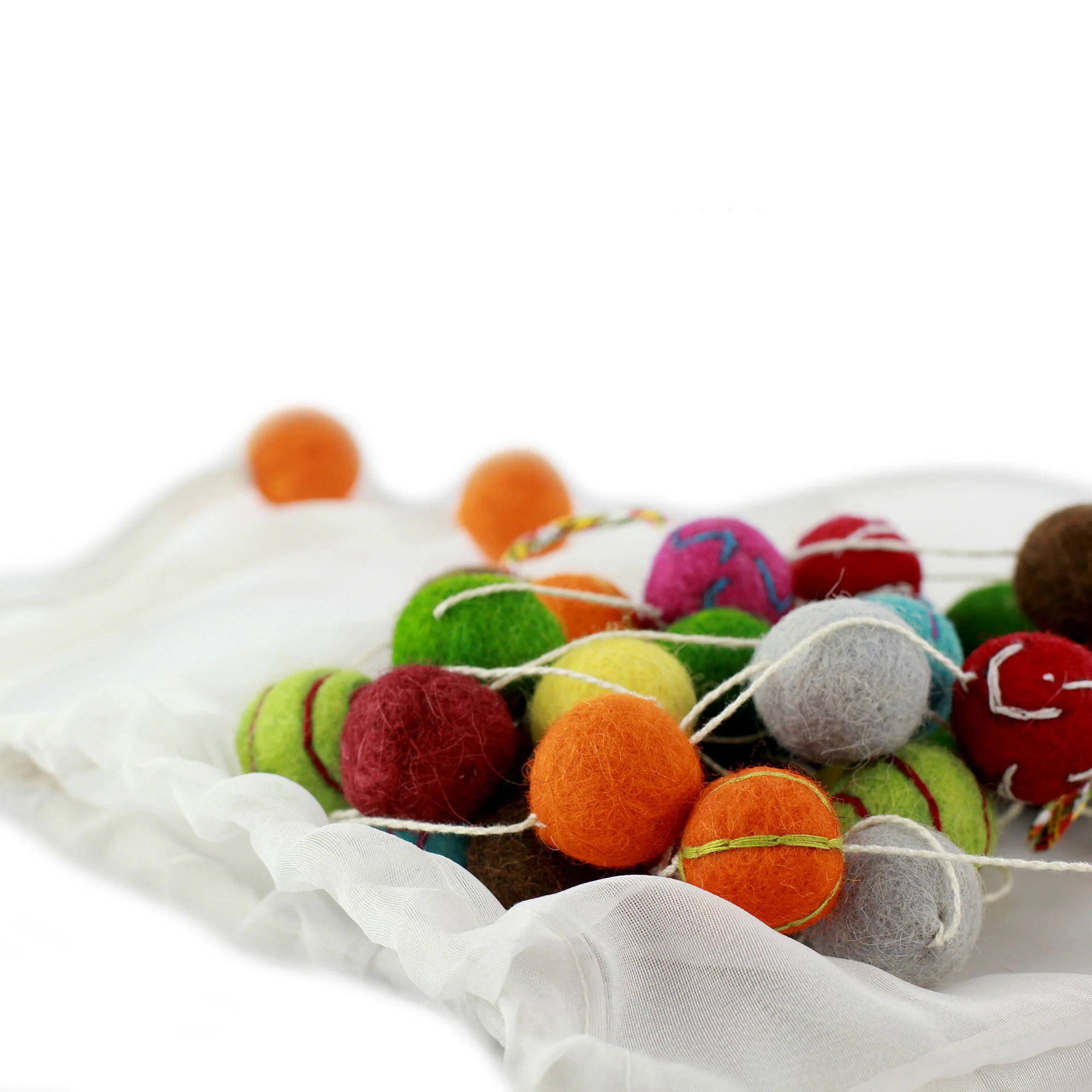 Gumdrop Rainbow Pompons Christmas Tree Garland - Image 4