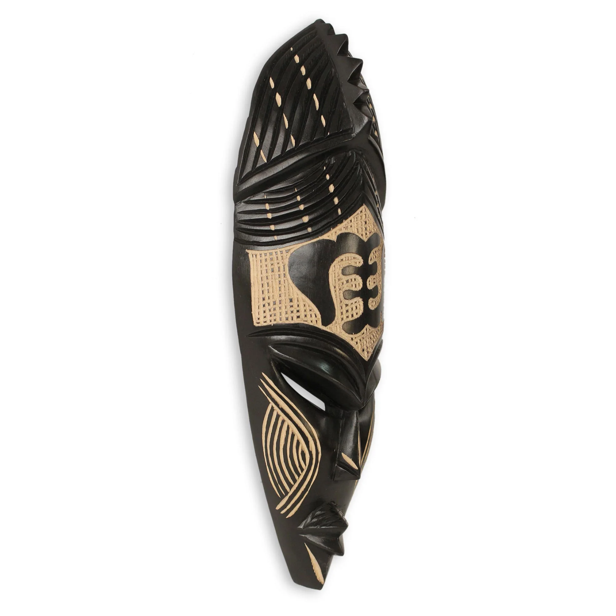 Gye Nyame II Hand Carved Wood Wall Mask - Image 3