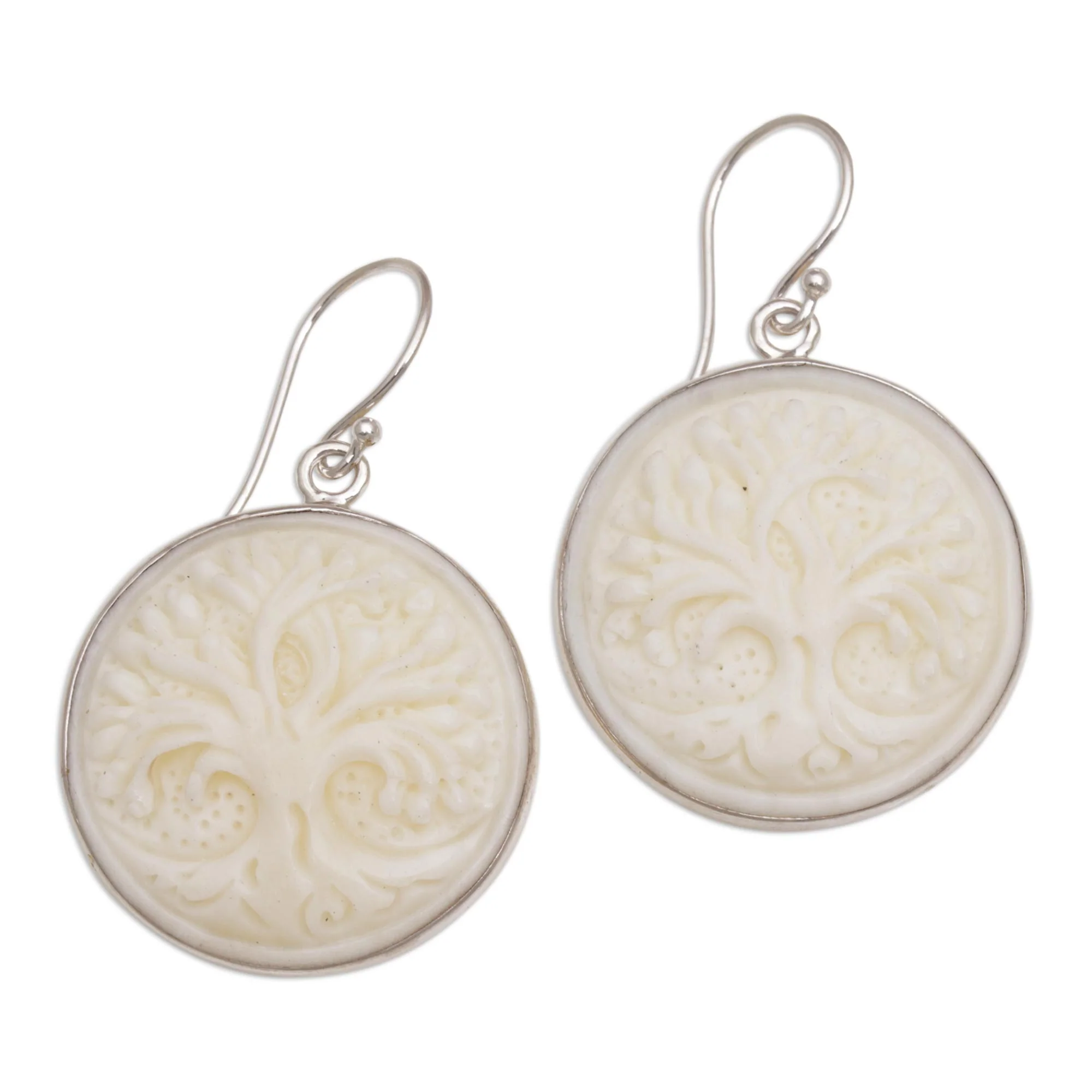Halo Trees Handcrafted Bone Dangle Earrings - Image 2