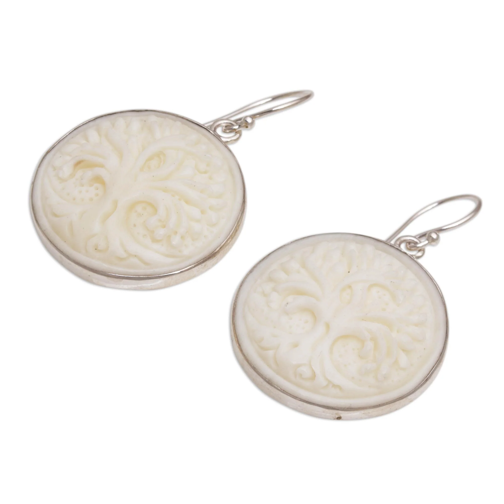 Halo Trees Handcrafted Bone Dangle Earrings - Image 4