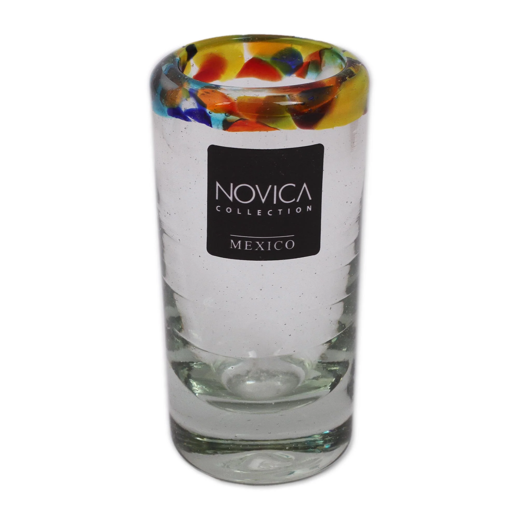 Hand Blown Confetti Rim Glass Shot Glasses - Image 3