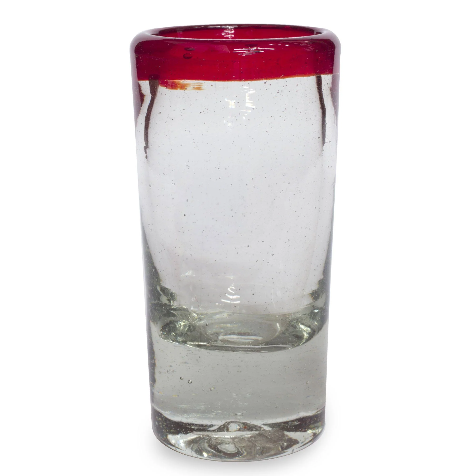Hand-Blown Red Rim Shot Glass - Set of 6 - Image 5