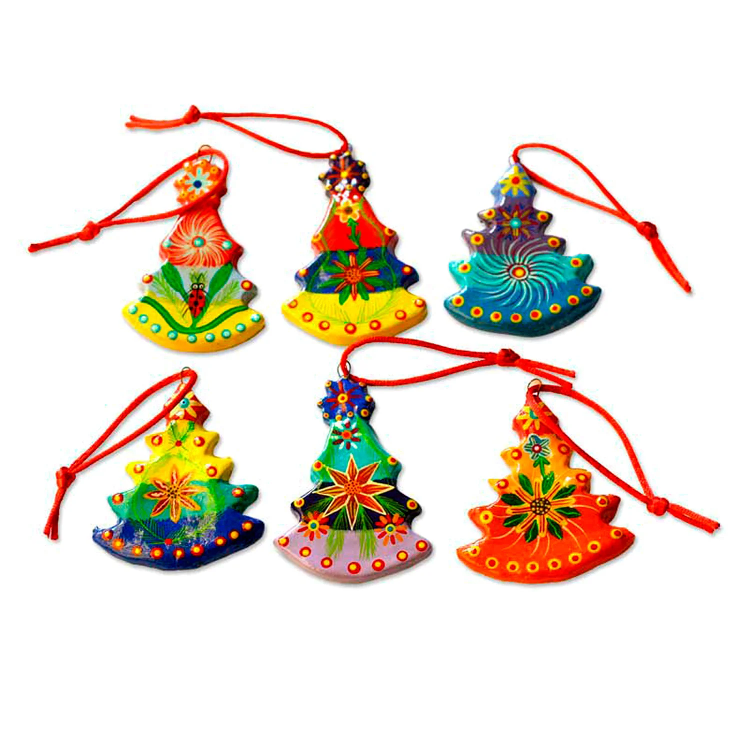 Hand Painted Christmas Tree Ceramic Ornaments - Image 2