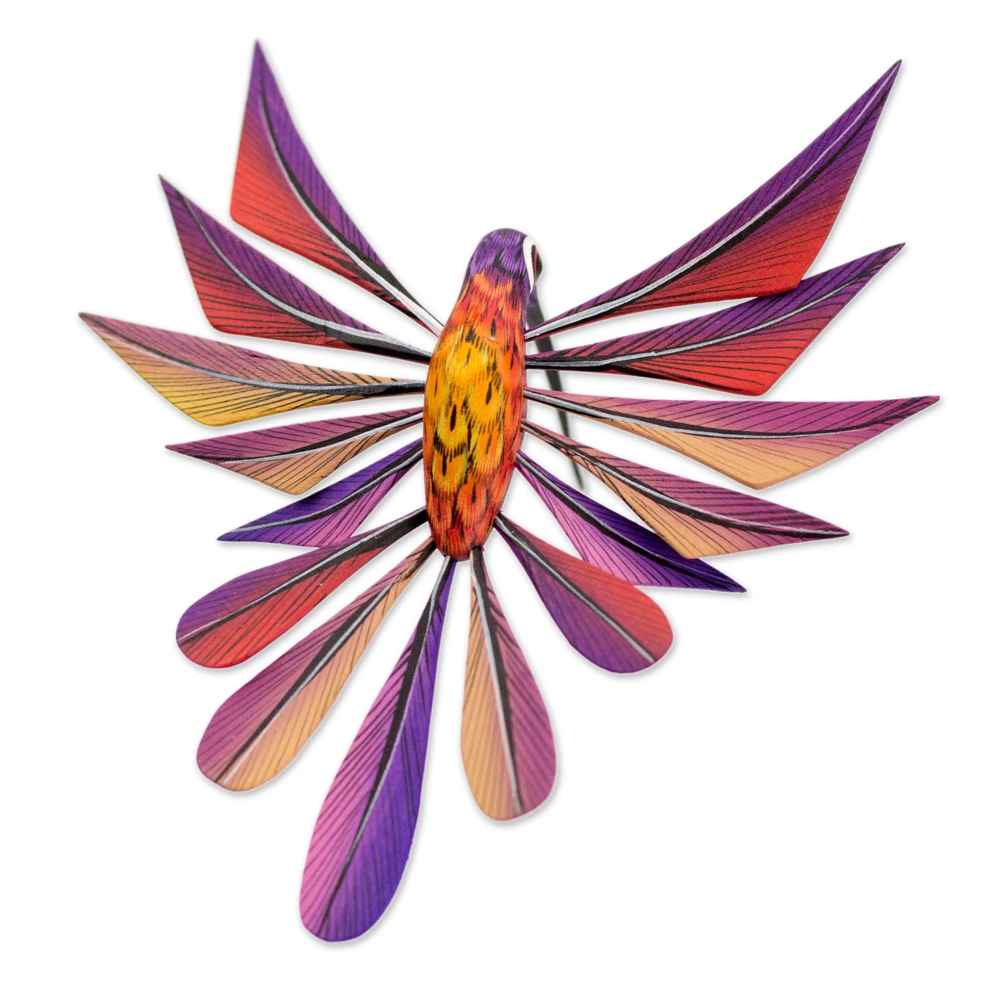 Hand Painted Hummingbird Alebrije Wood Sculpture - Image 3