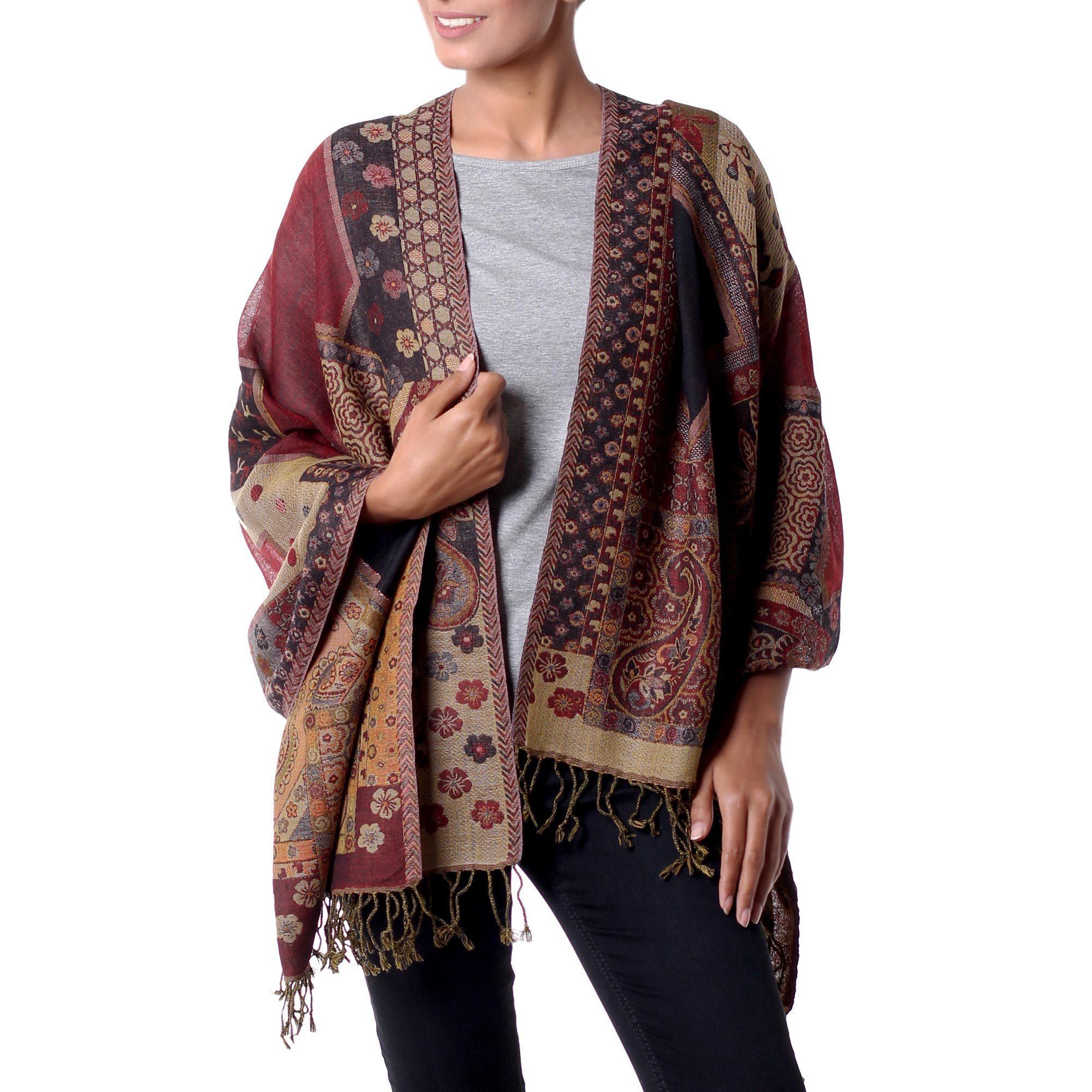 Handcrafted Jamawar Wool Shawl - Image 2