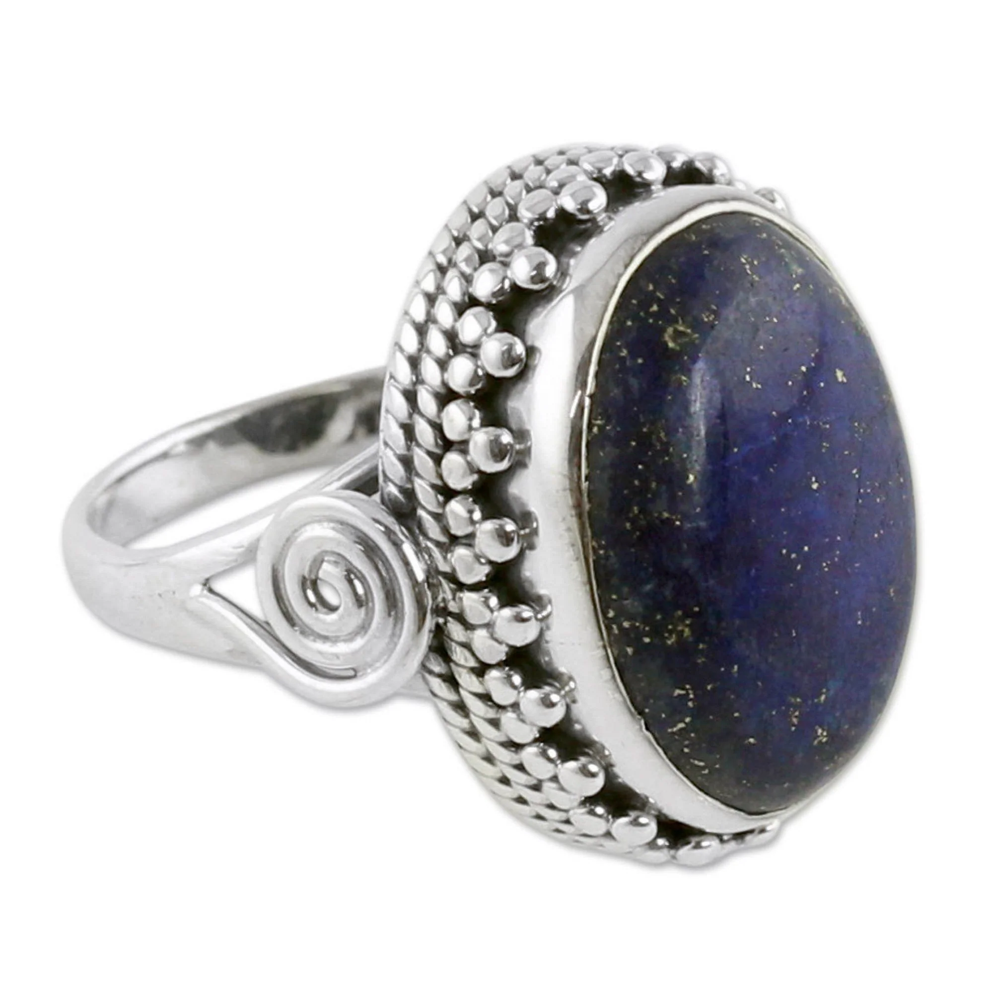 Handcrafted Lapis Lazuli & Sterling Silver Cocktail Ring - Image 3