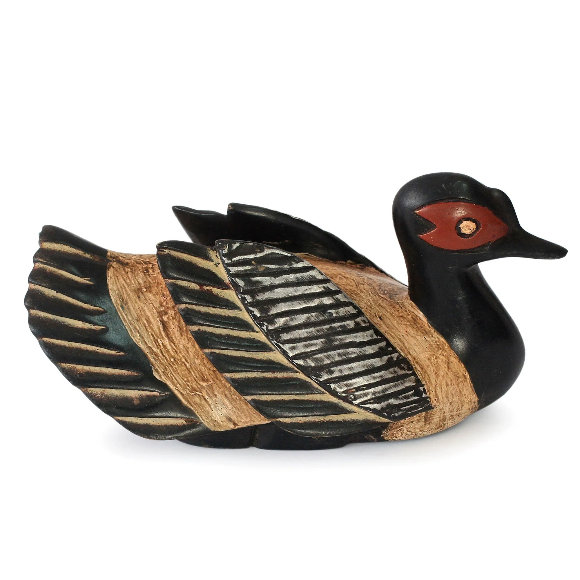 Handcrafted Sese Wood Duck Sculpture - Image 2