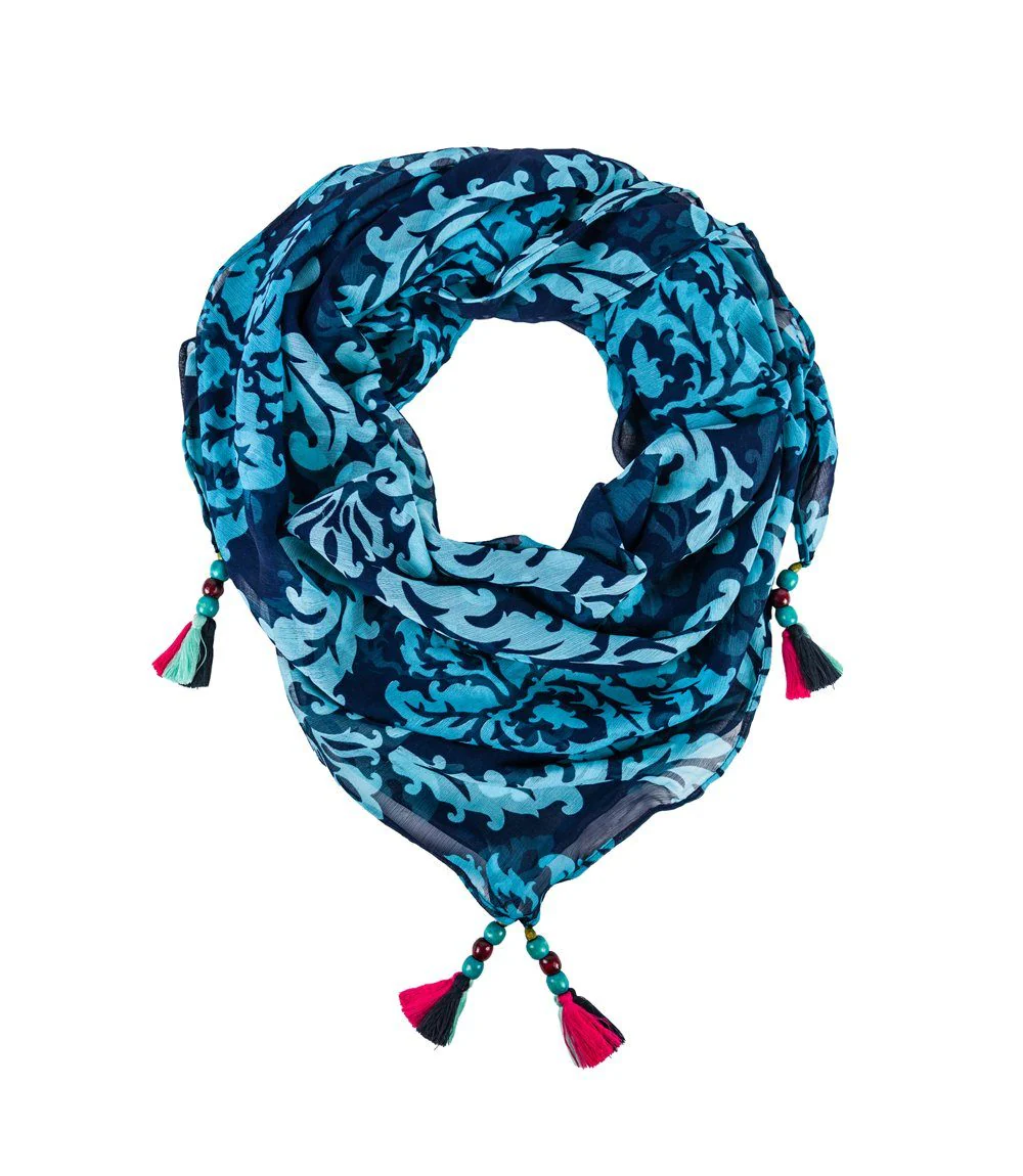 Handcrafted Square Tassel Sari Scarf - Image 2