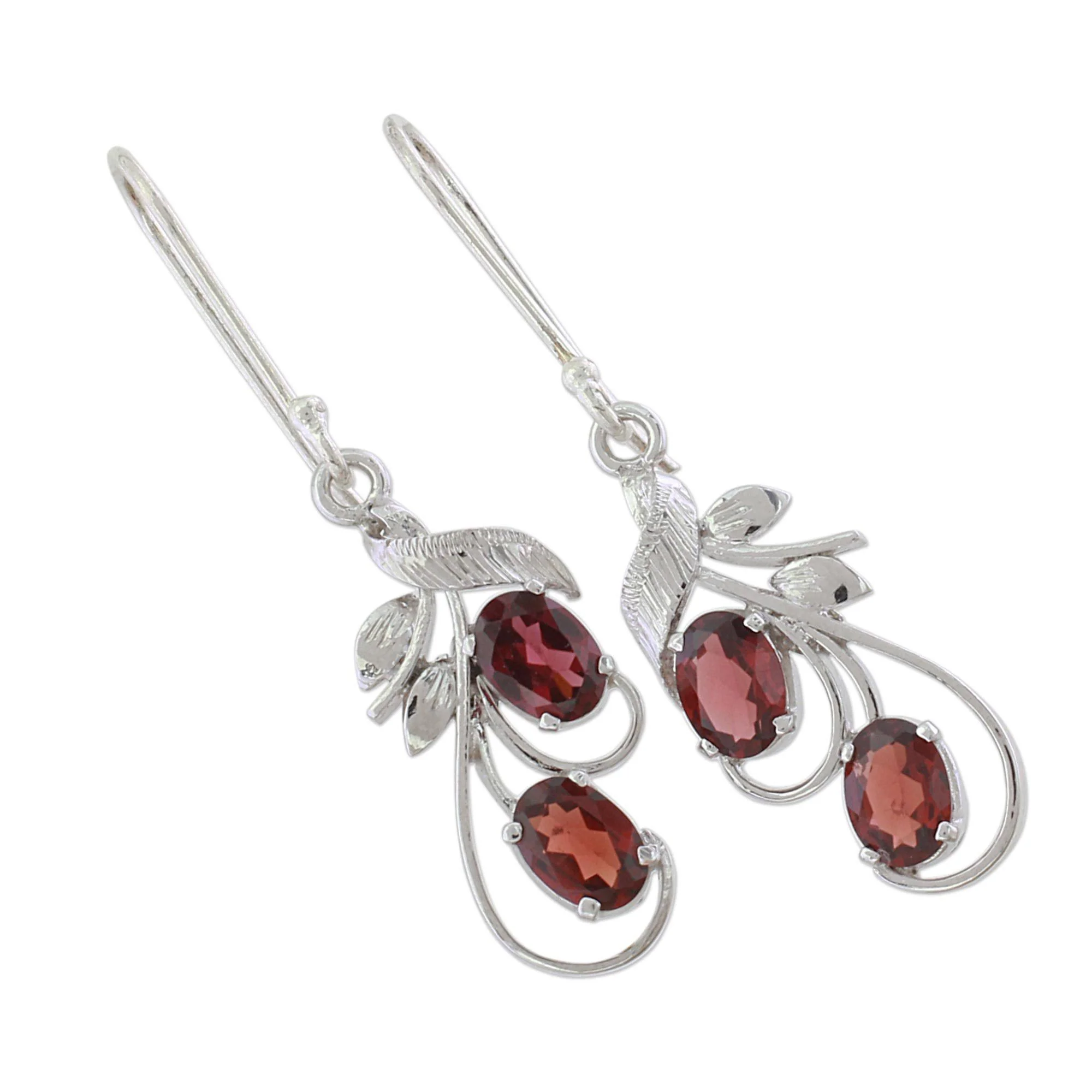 Handmade Sterling Silver & Garnet Earrings - Image 5