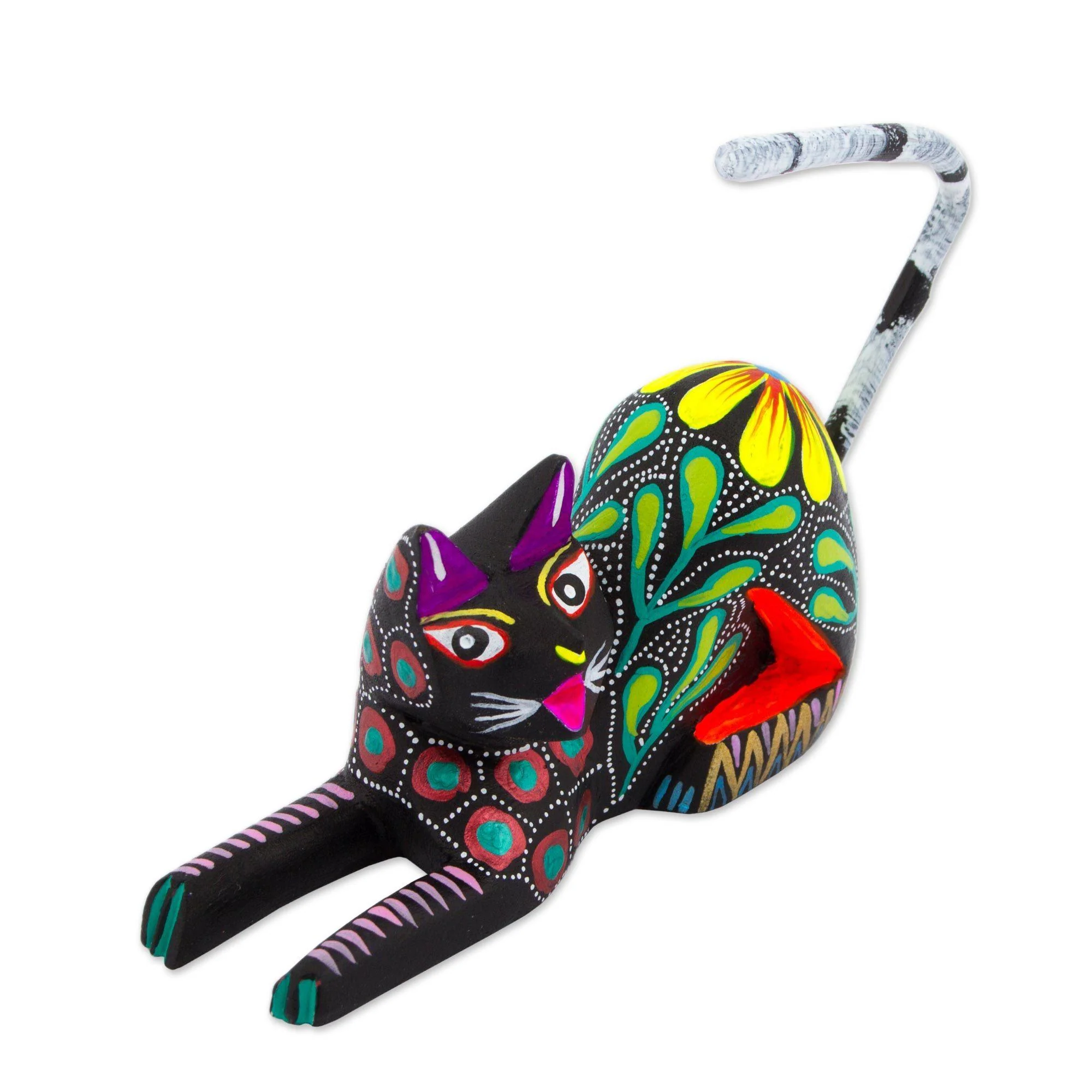 Handpainted Floral Kitten Sculpture - Image 5