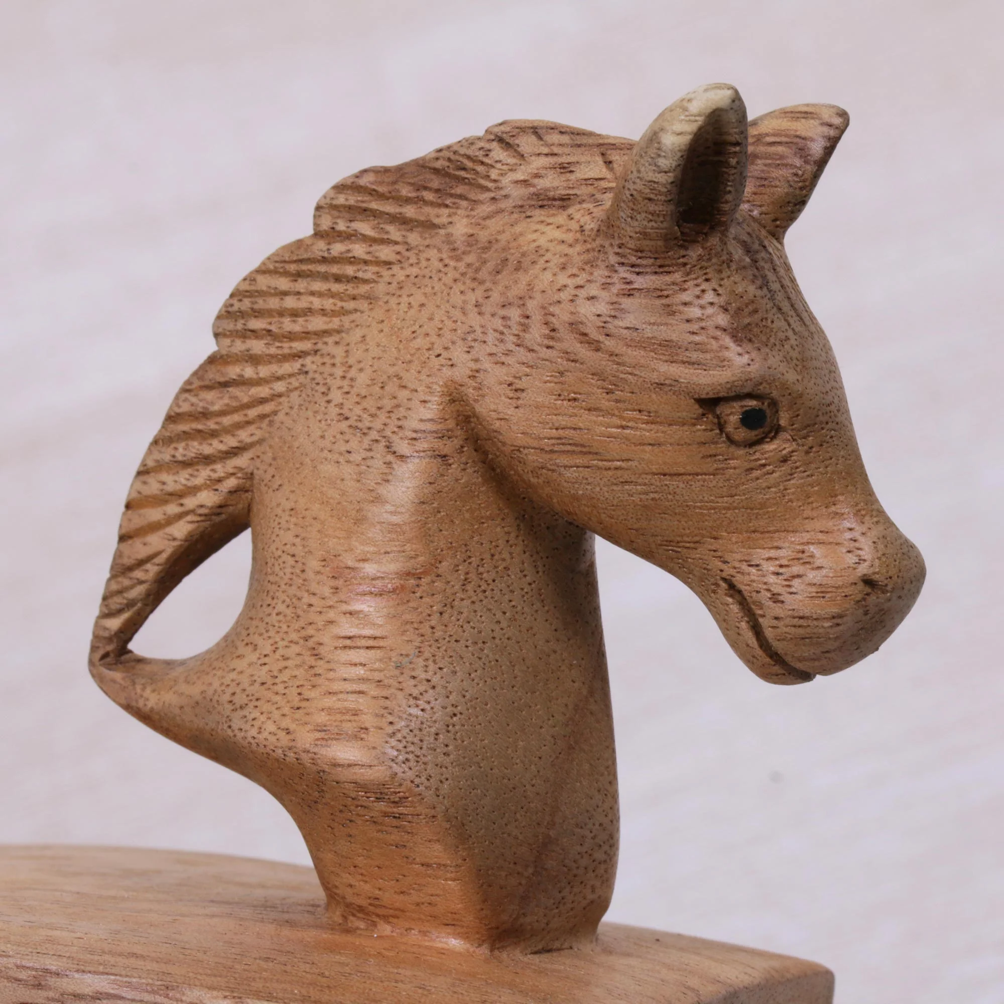 Handy Horse in Brown Hand Carved Suar Wood Horse Door Stopper in Brown from Bali - Image 3