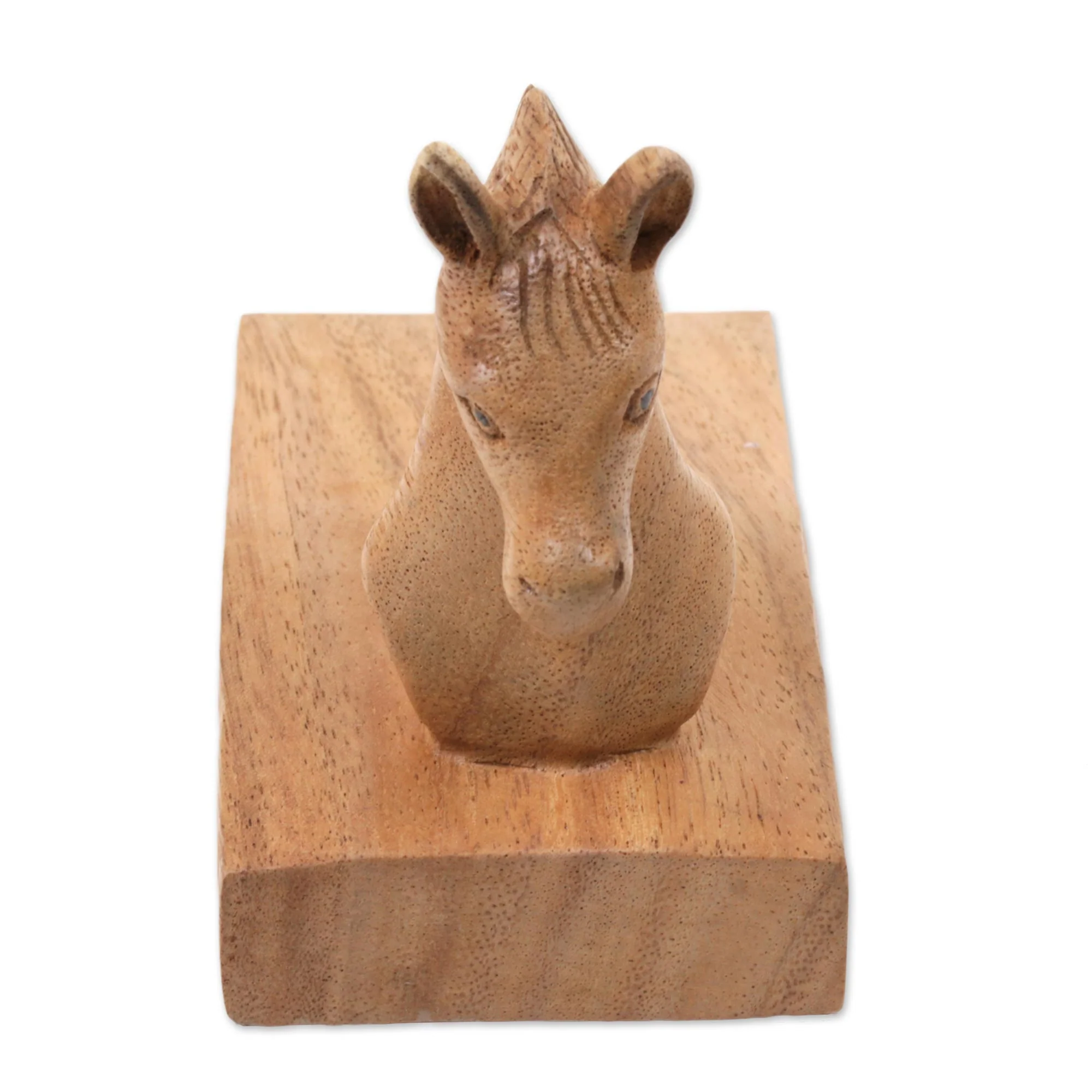 Handy Horse in Brown Hand Carved Suar Wood Horse Door Stopper in Brown from Bali - Image 5