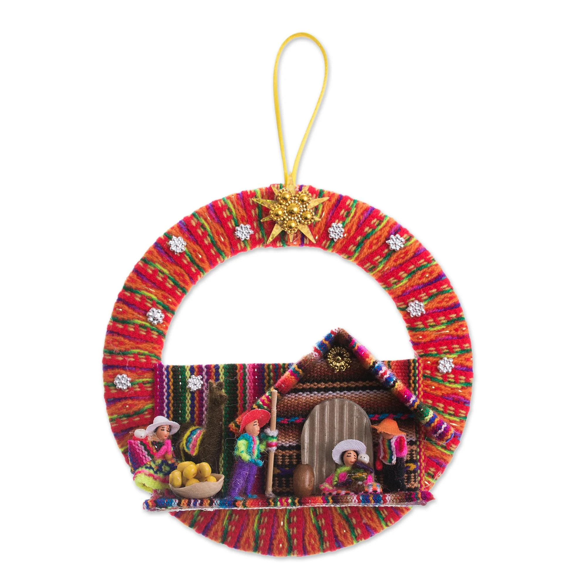 Happiness in the Andes Fabric Nativity Scene Ornament Handcrafted in Peru - Image 2