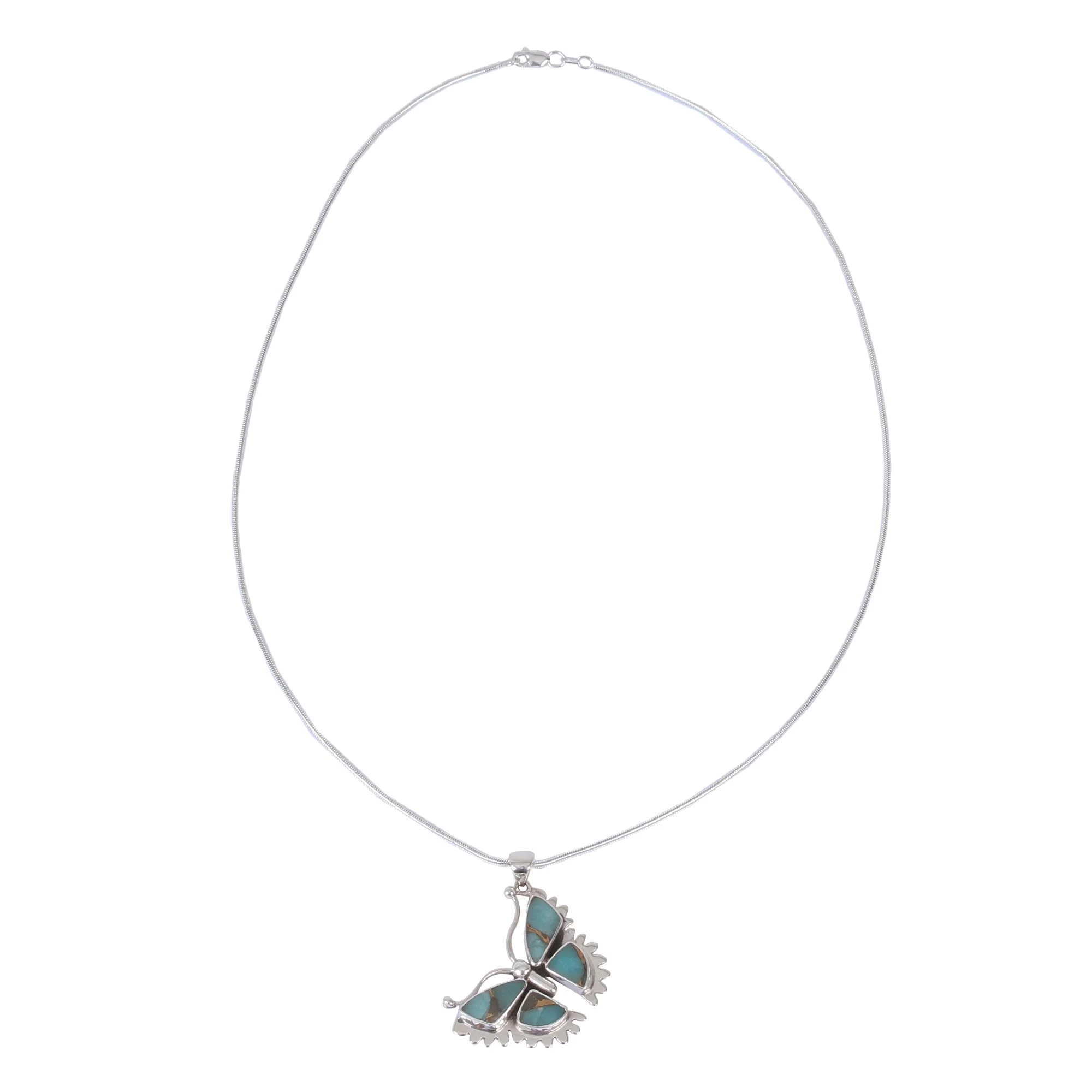 Happiness Soars Composite Turquoise and Sterling Silver Butterfly Necklace - Image 4